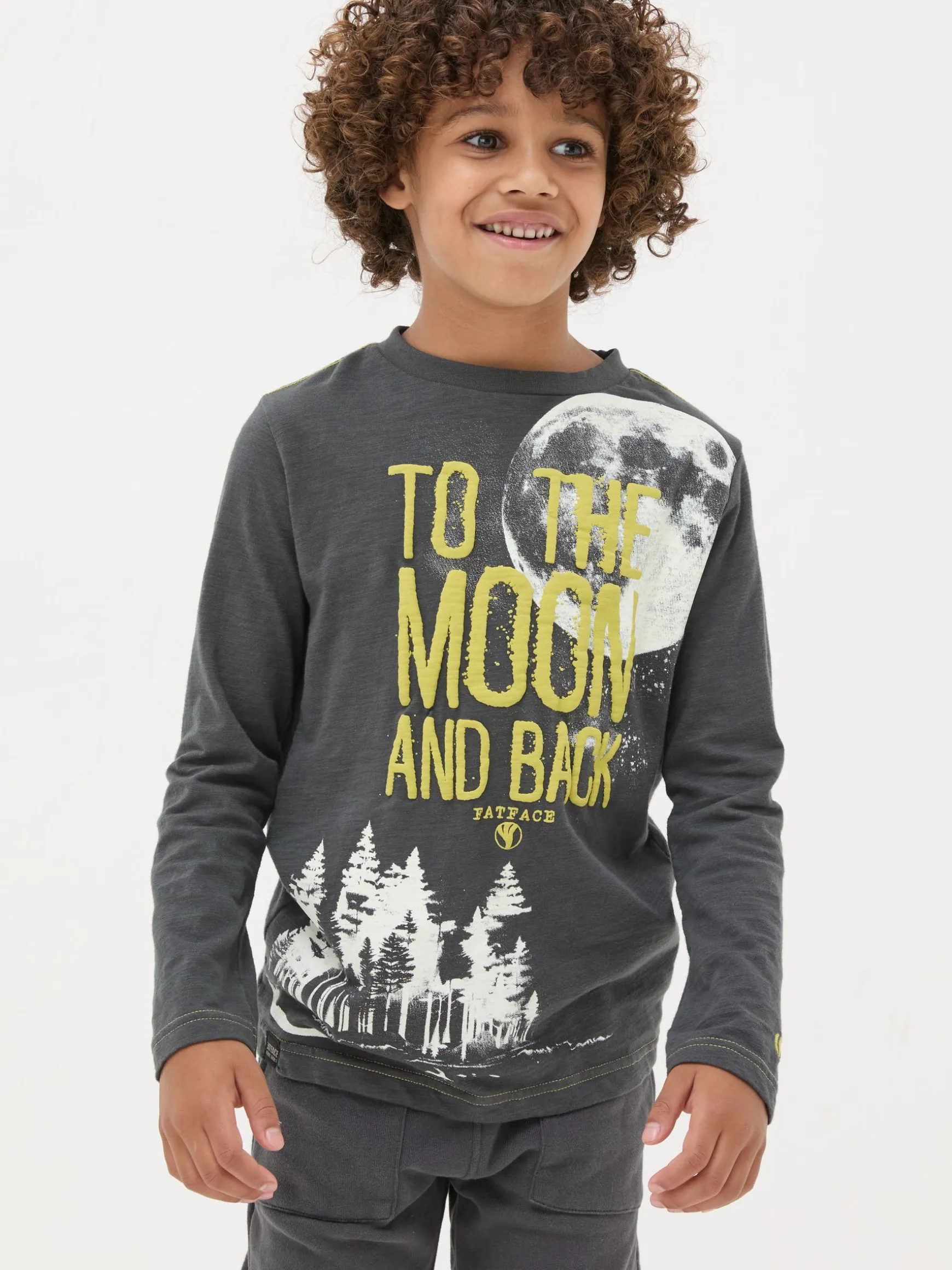 FatFace Moon Graphic T-Shirt Charcoal Grey Online