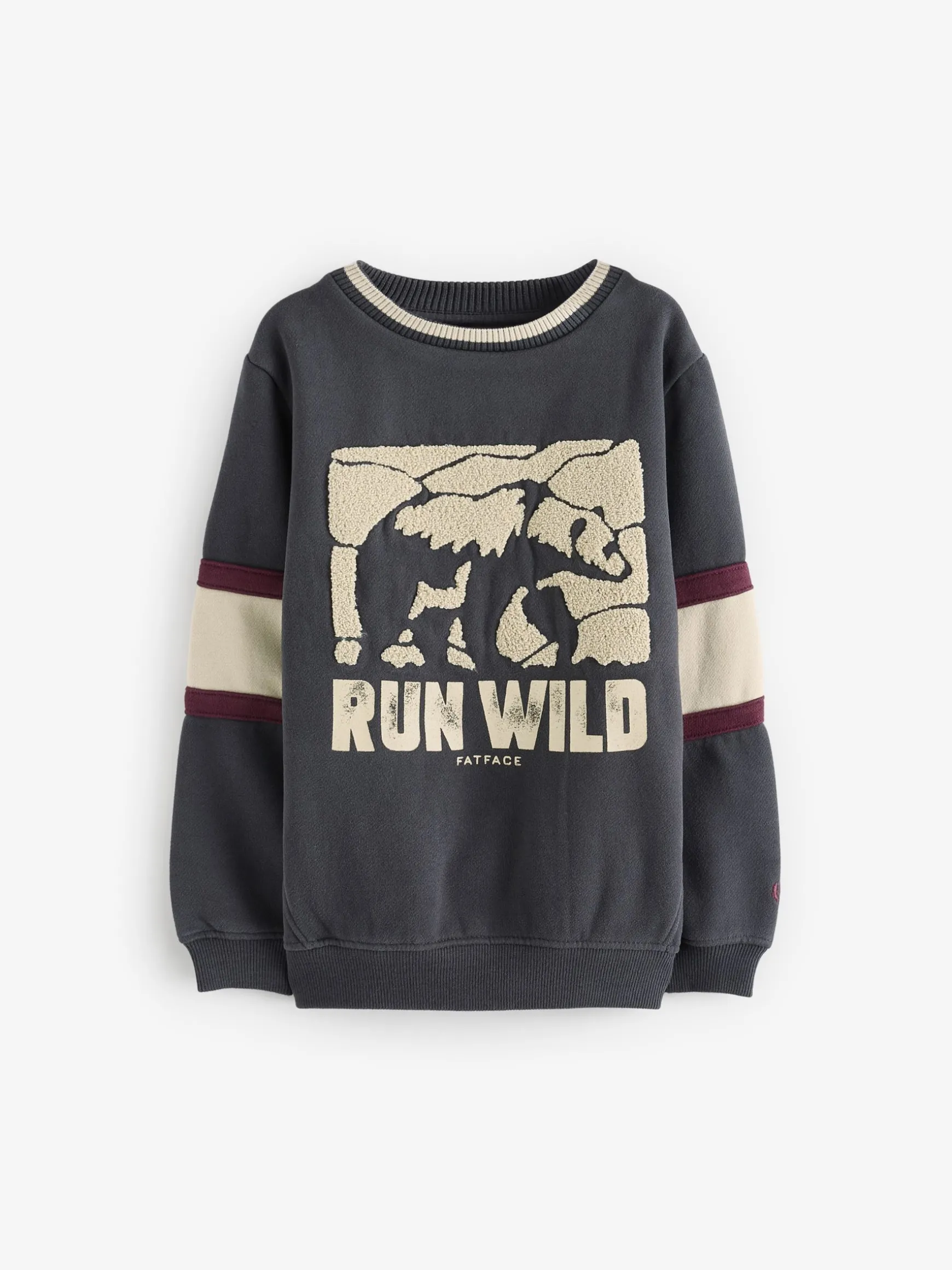 FatFace Run Wild Crew Sweat Top Charcoal Hot