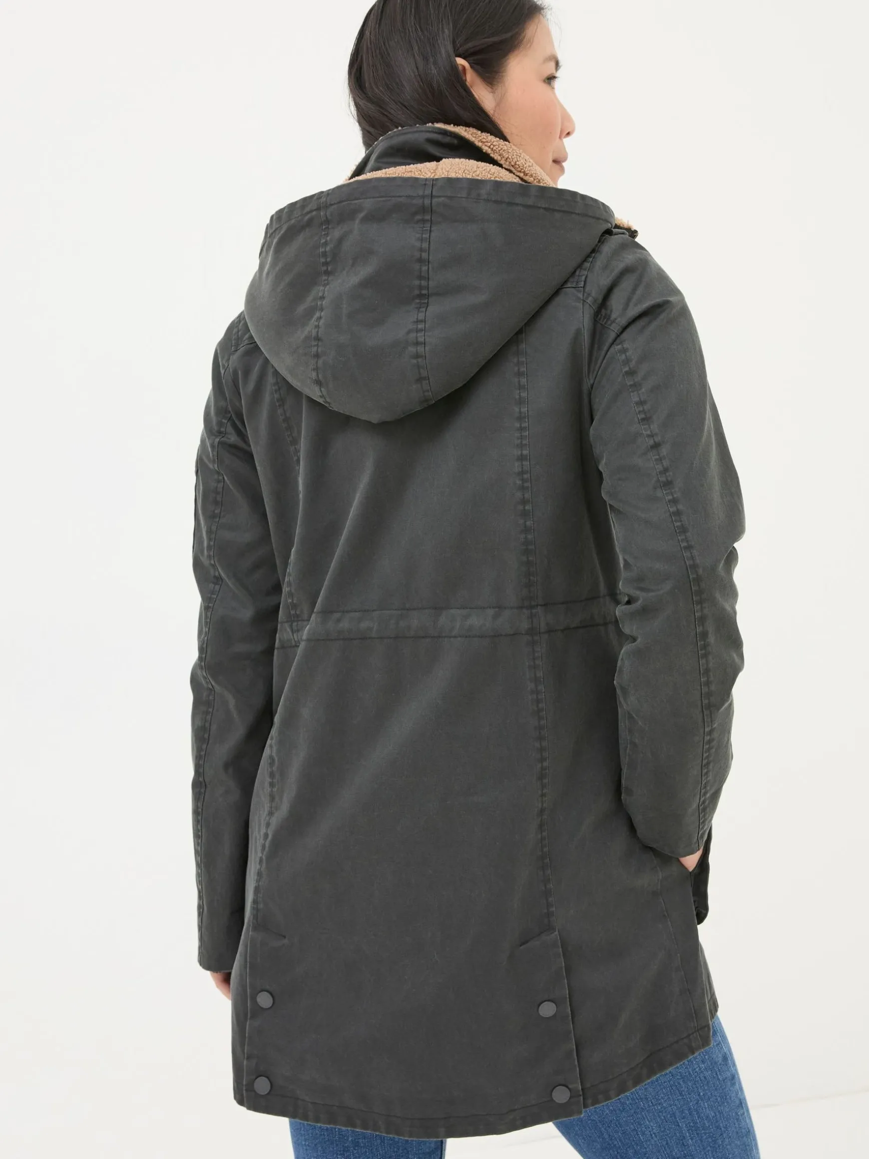 FatFace Cheshire Longline Coat Washed Black Best