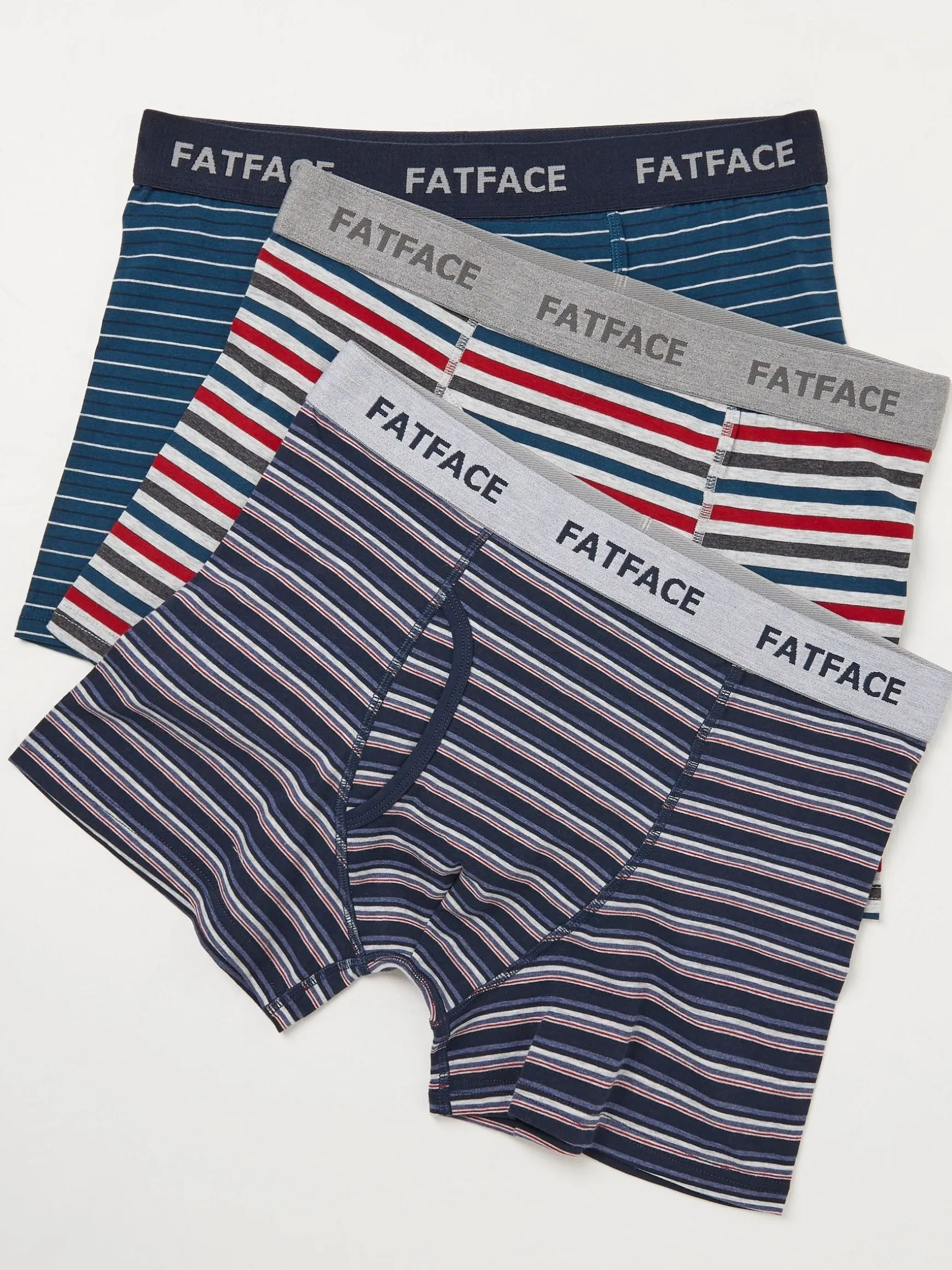 FatFace Chesil Cotton Boxers 3 Pack Blue Stripe Fashion