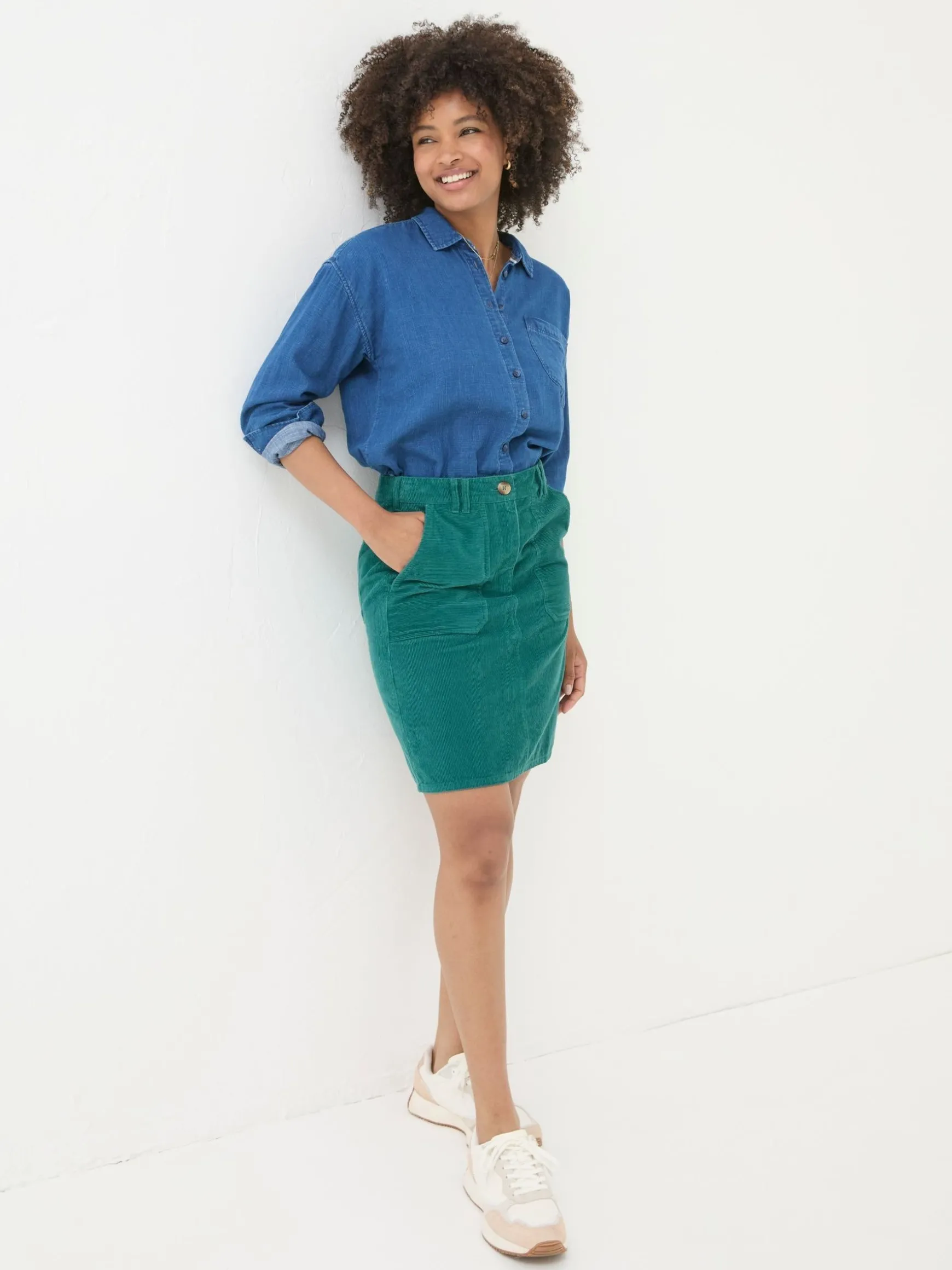 FatFace Chesil Cord Skirt Green Shop