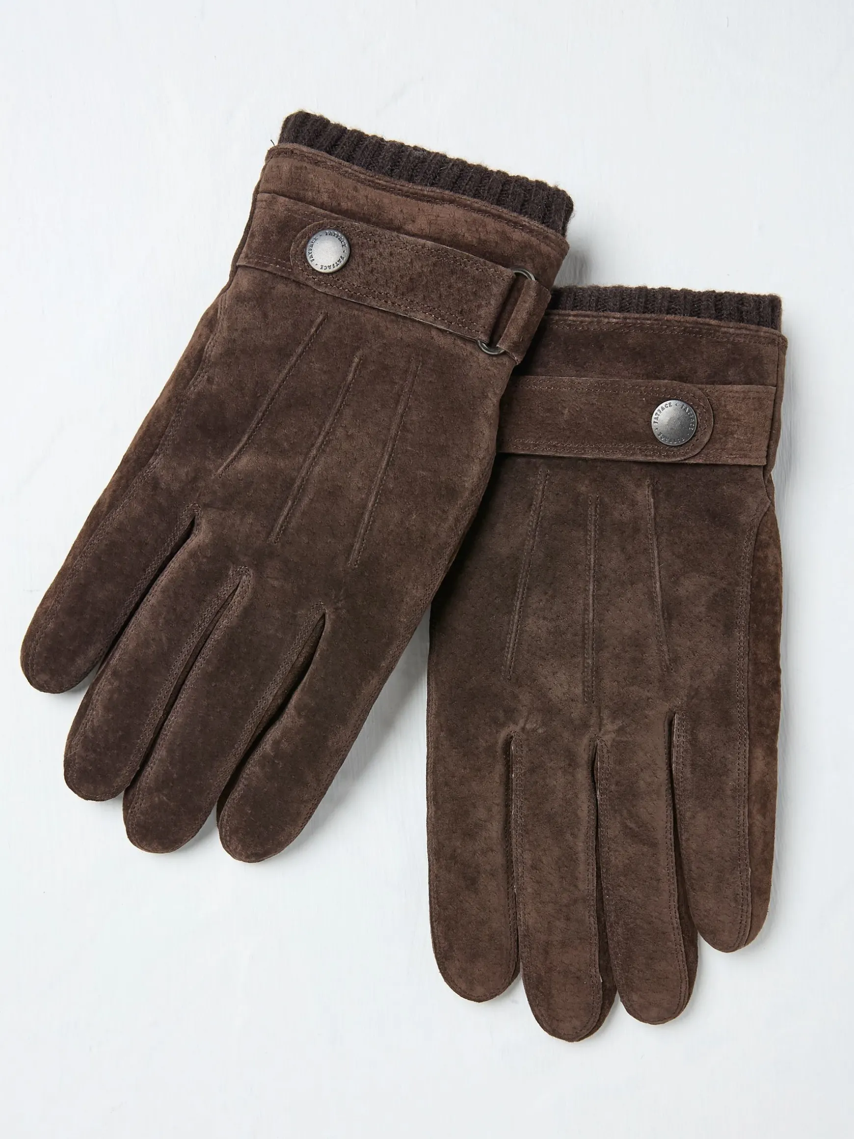 FatFace Suede Gloves Chocolate Brown Hot