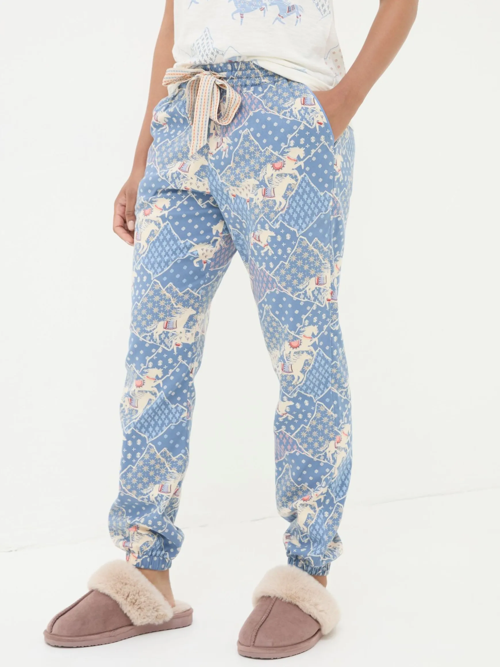 FatFace Cora Pyjama Bottoms Blue Horse Online