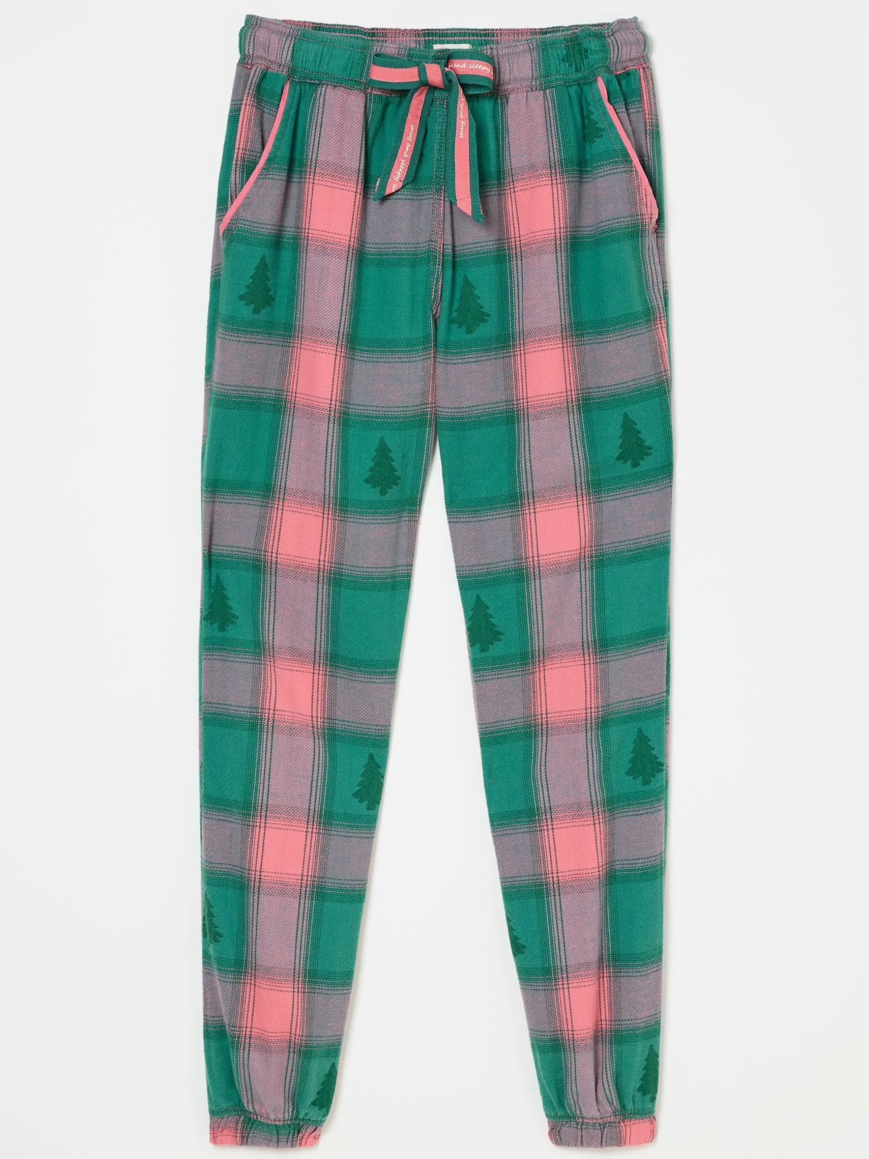 FatFace Cora Christmas Tree Jacquard Pyjama Bottoms Green Outlet