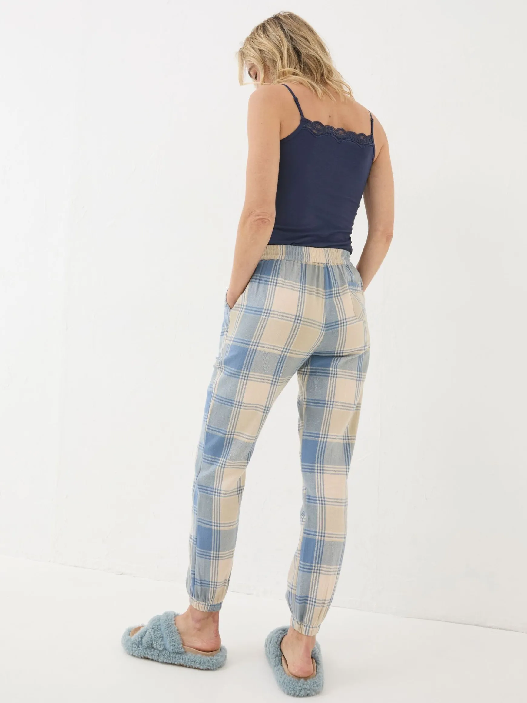 FatFace Cora Pyjama Bottoms Ivory Check Hot