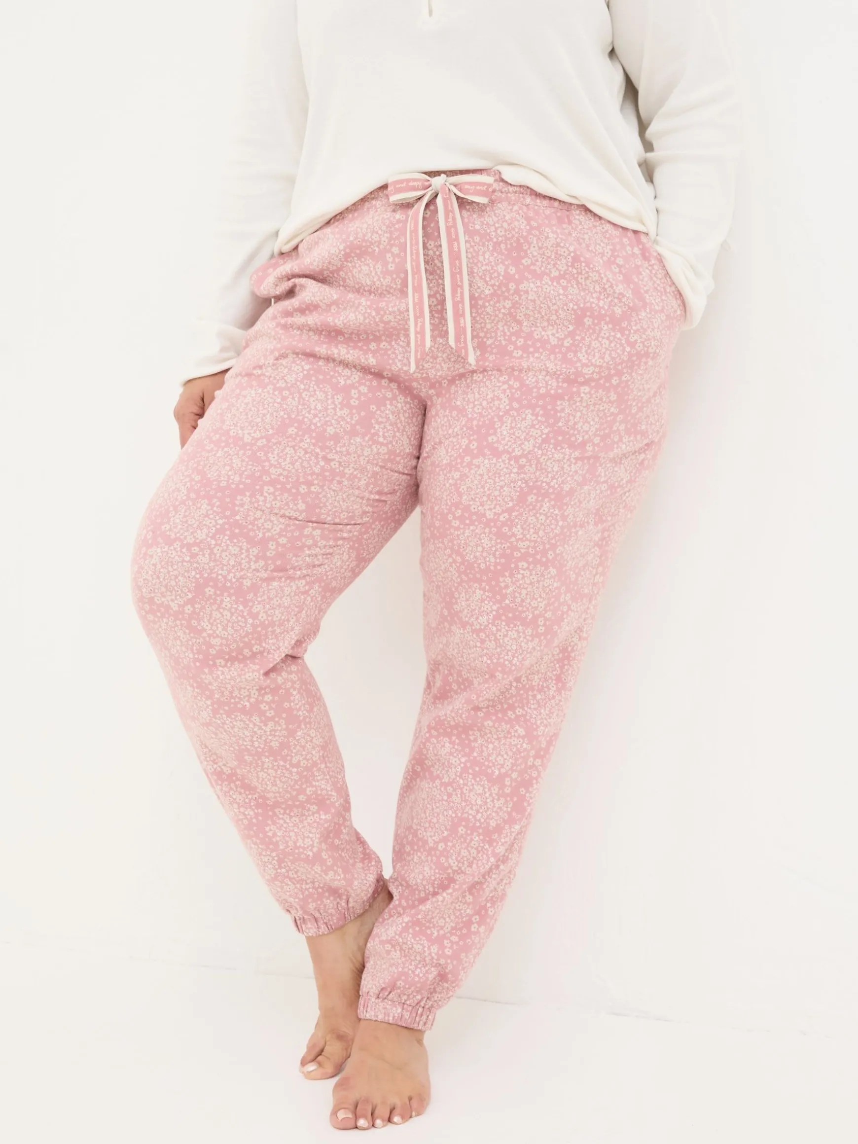 FatFace Cora Floral 100% Cotton Pyjama Bottoms Pink New