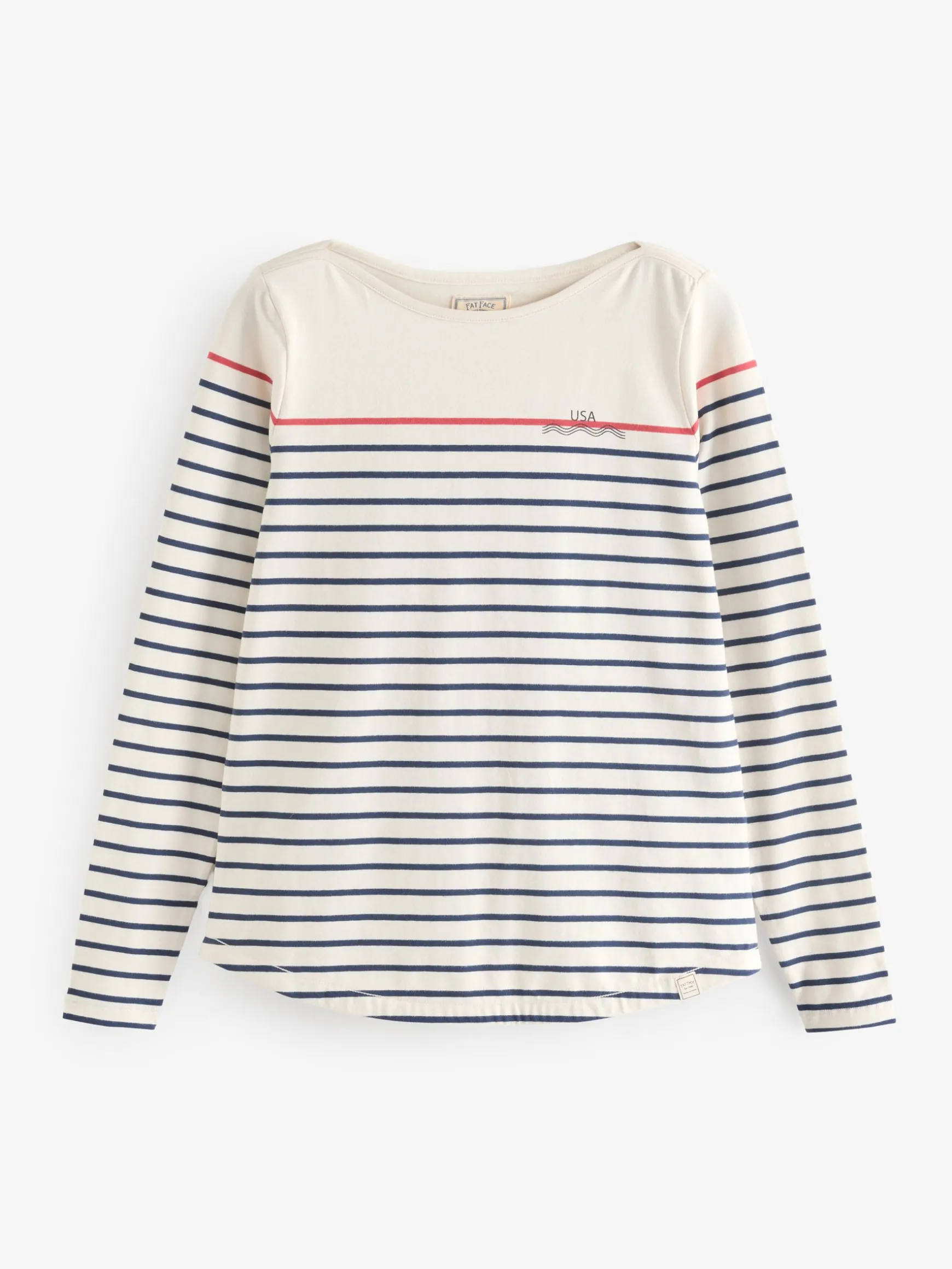 FatFace Usa Breton T-Shirt Cream Ivory Online