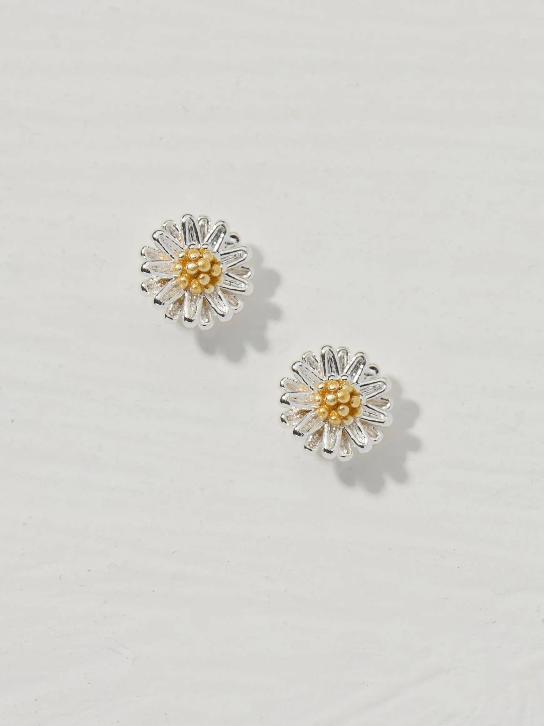 FatFace Daisy Studs Earrings Silver Tone Flash Sale