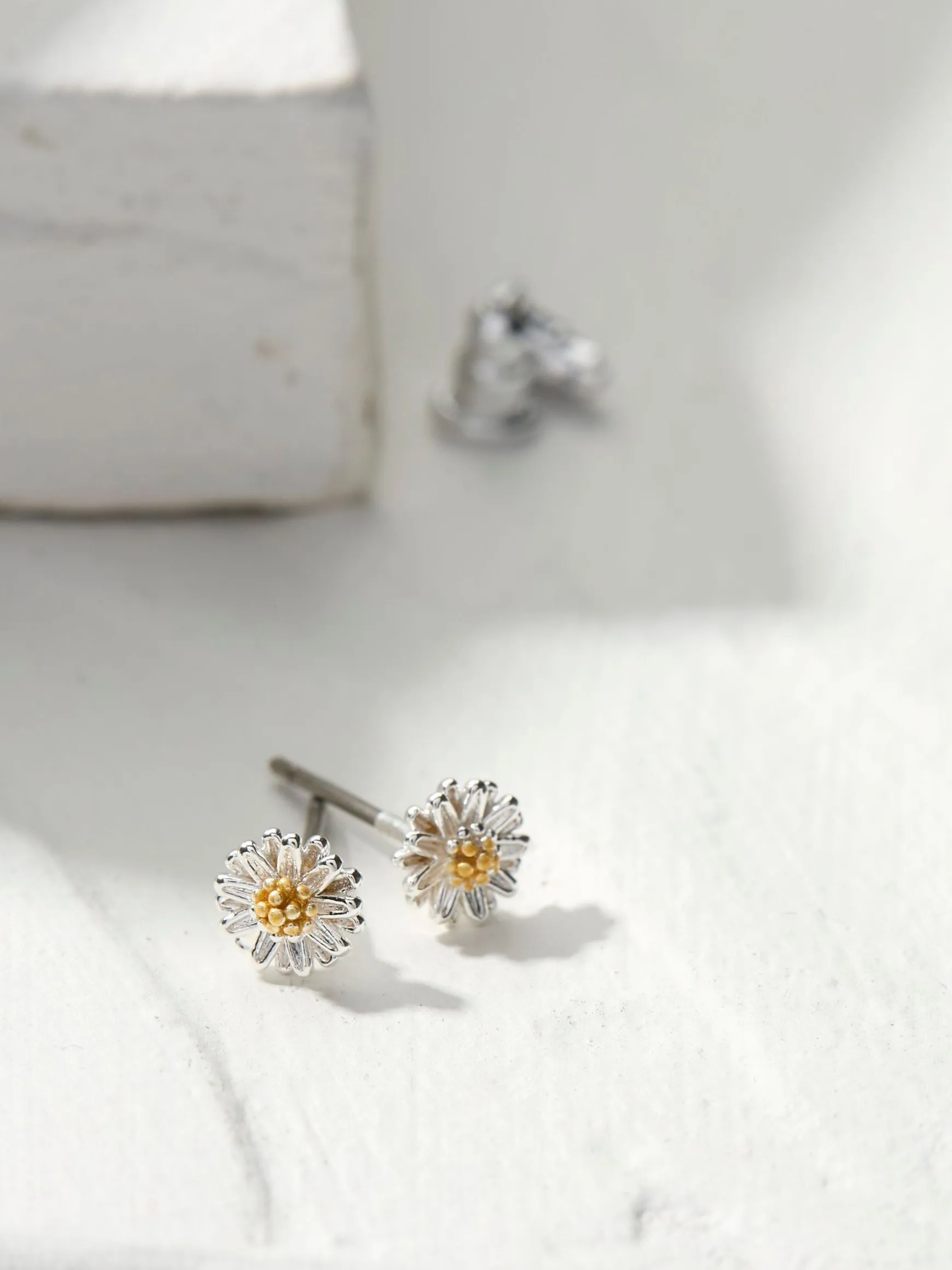 FatFace Daisy Studs Earrings Silver Tone Flash Sale