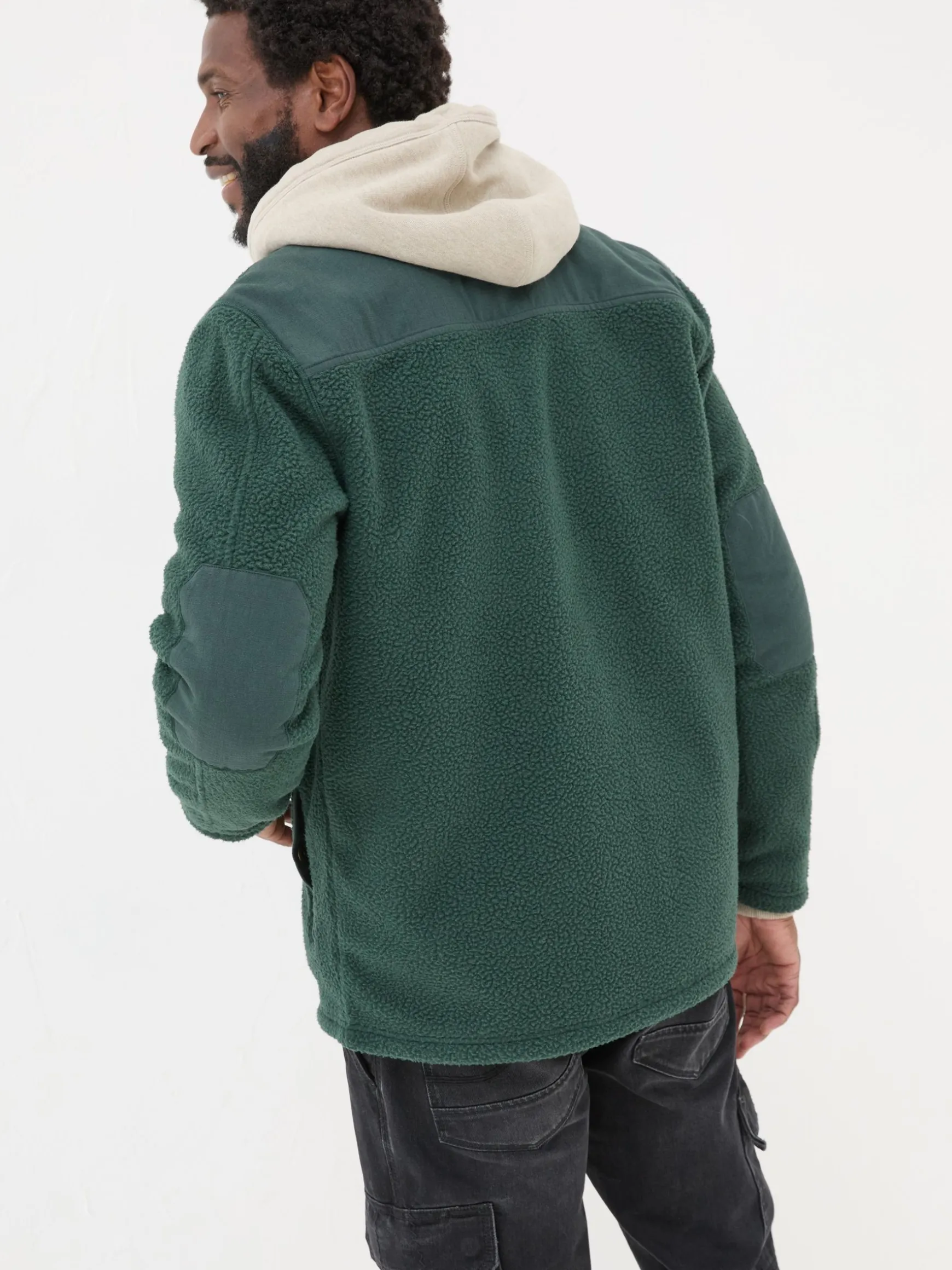 FatFace Fleece Overshirt Dark Green Best