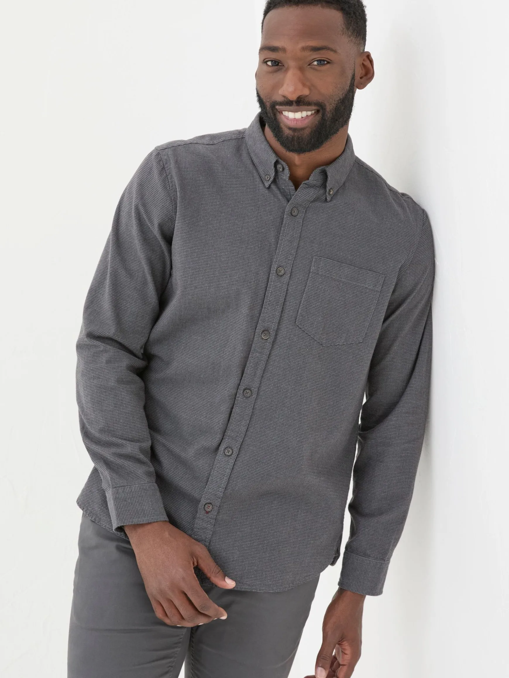 FatFace Tadlow Puppytooth Shirt Dark Grey Cheap