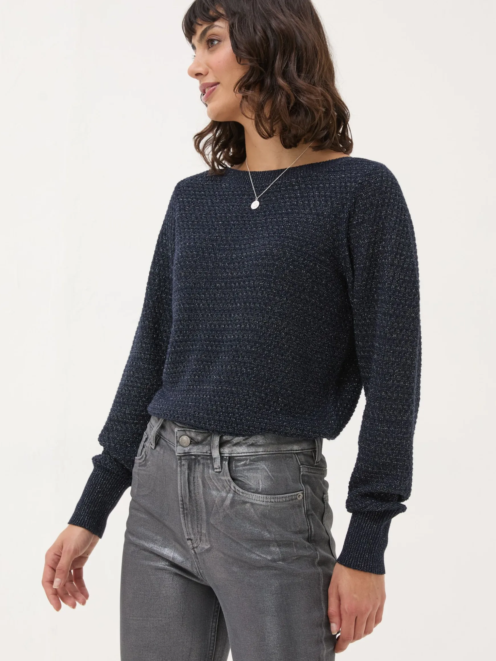 FatFace Lara Sparkle Jumper Dark Navy Clearance