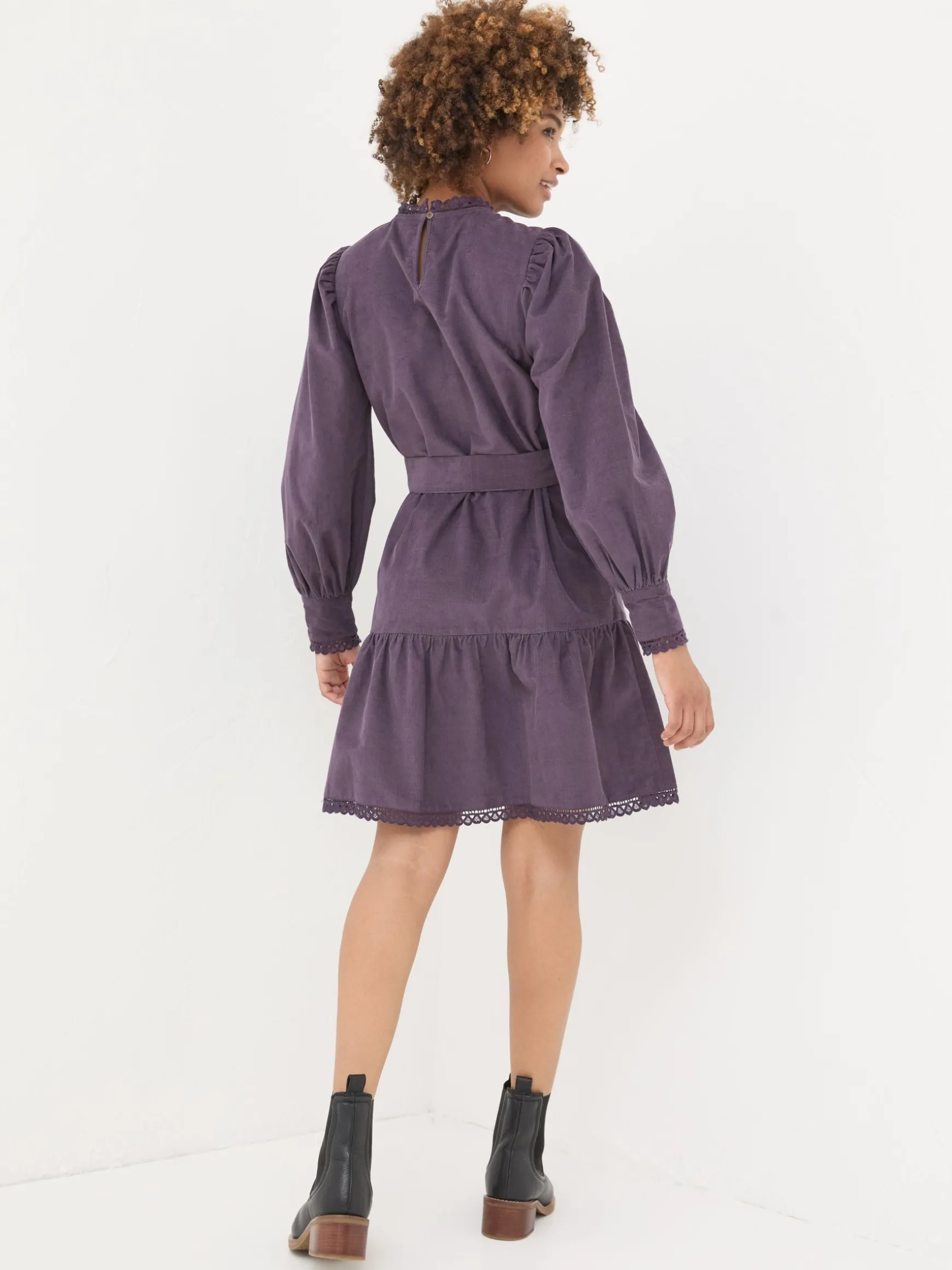 FatFace Adley Cord 100% Cotton Dress Dark Purple Sale