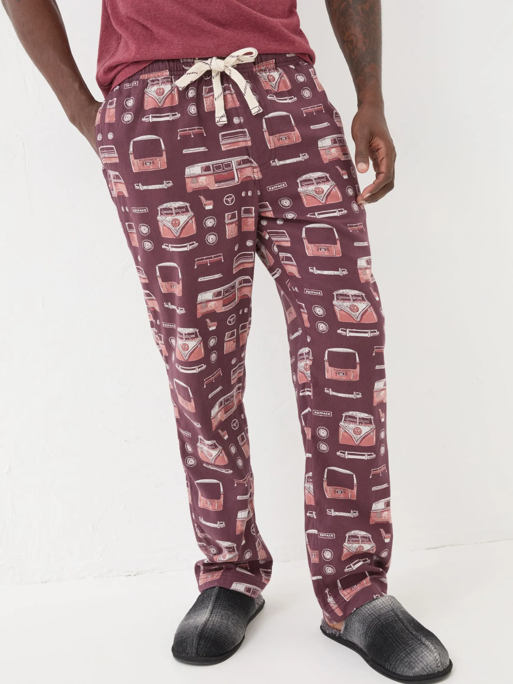 FatFace VW Print Pyjama Bottoms Dark Red Store