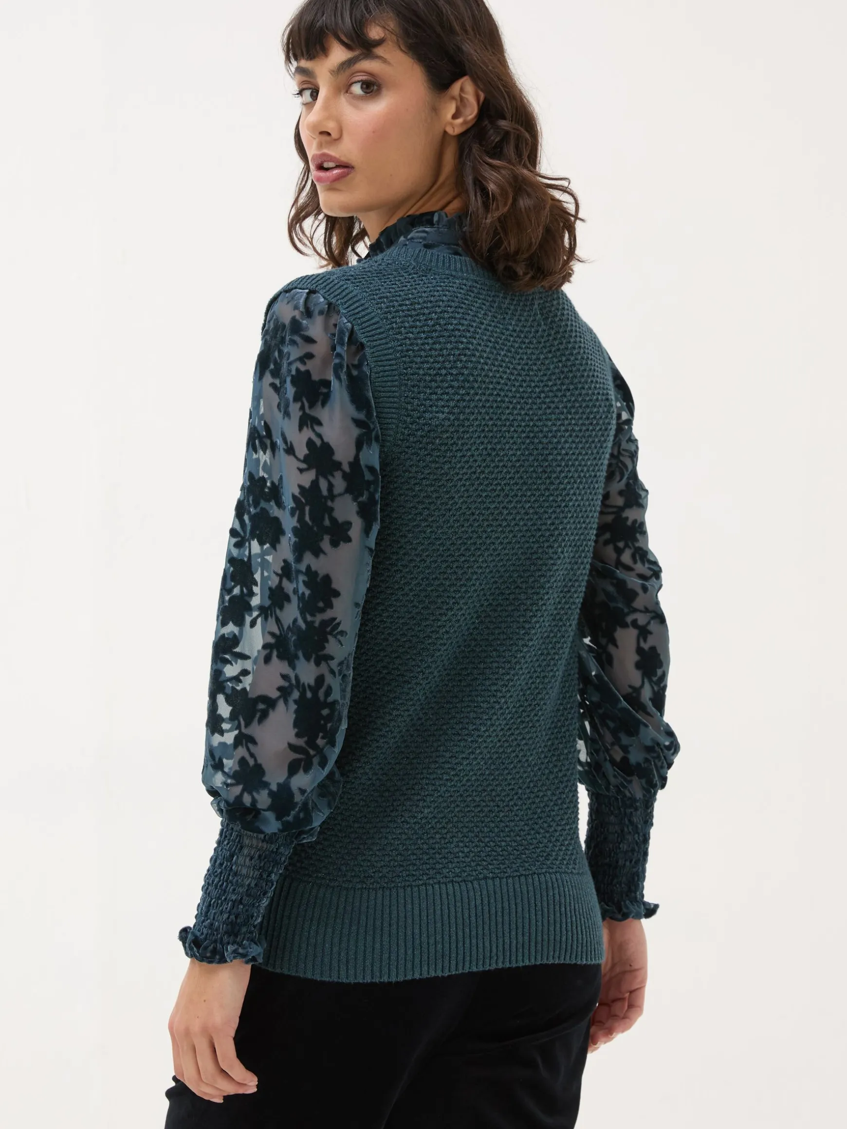 FatFace Hadley 2 In 1 Devore Jumper Dark Teal Sale