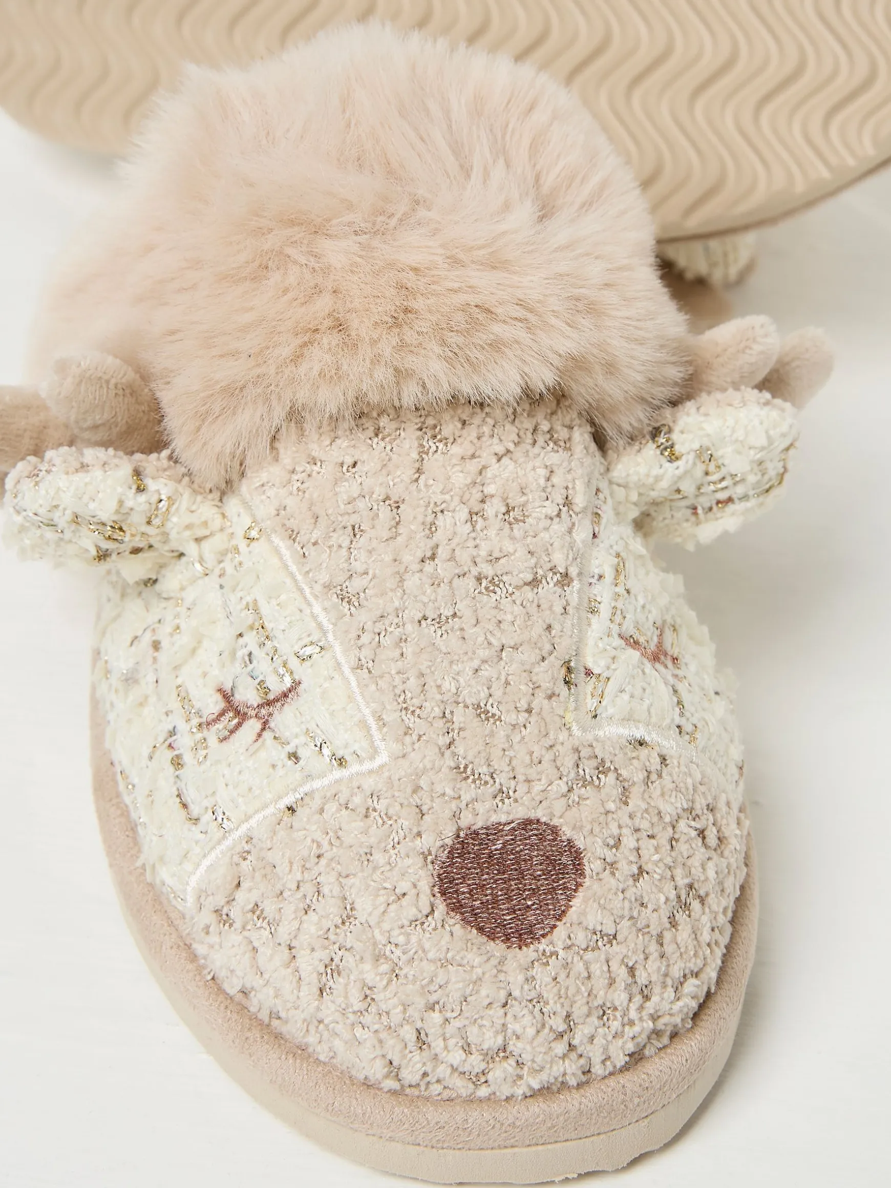 FatFace Delilah Deer Slippers Ivory Cheap