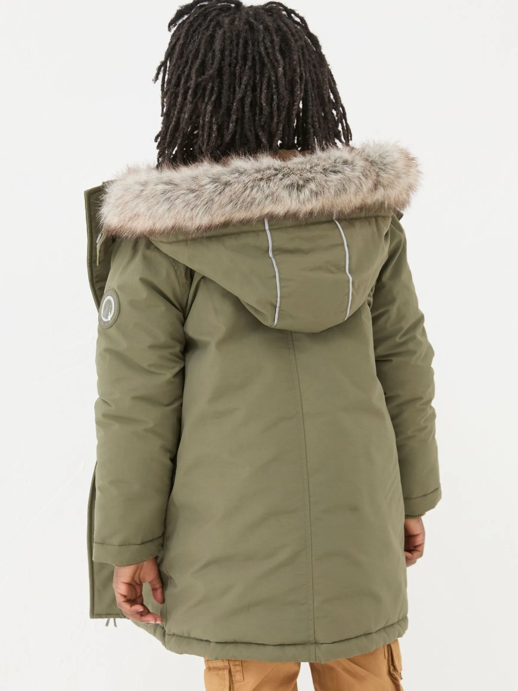 FatFace Easdale Hooded Parka Jacket Khaki Green Clearance