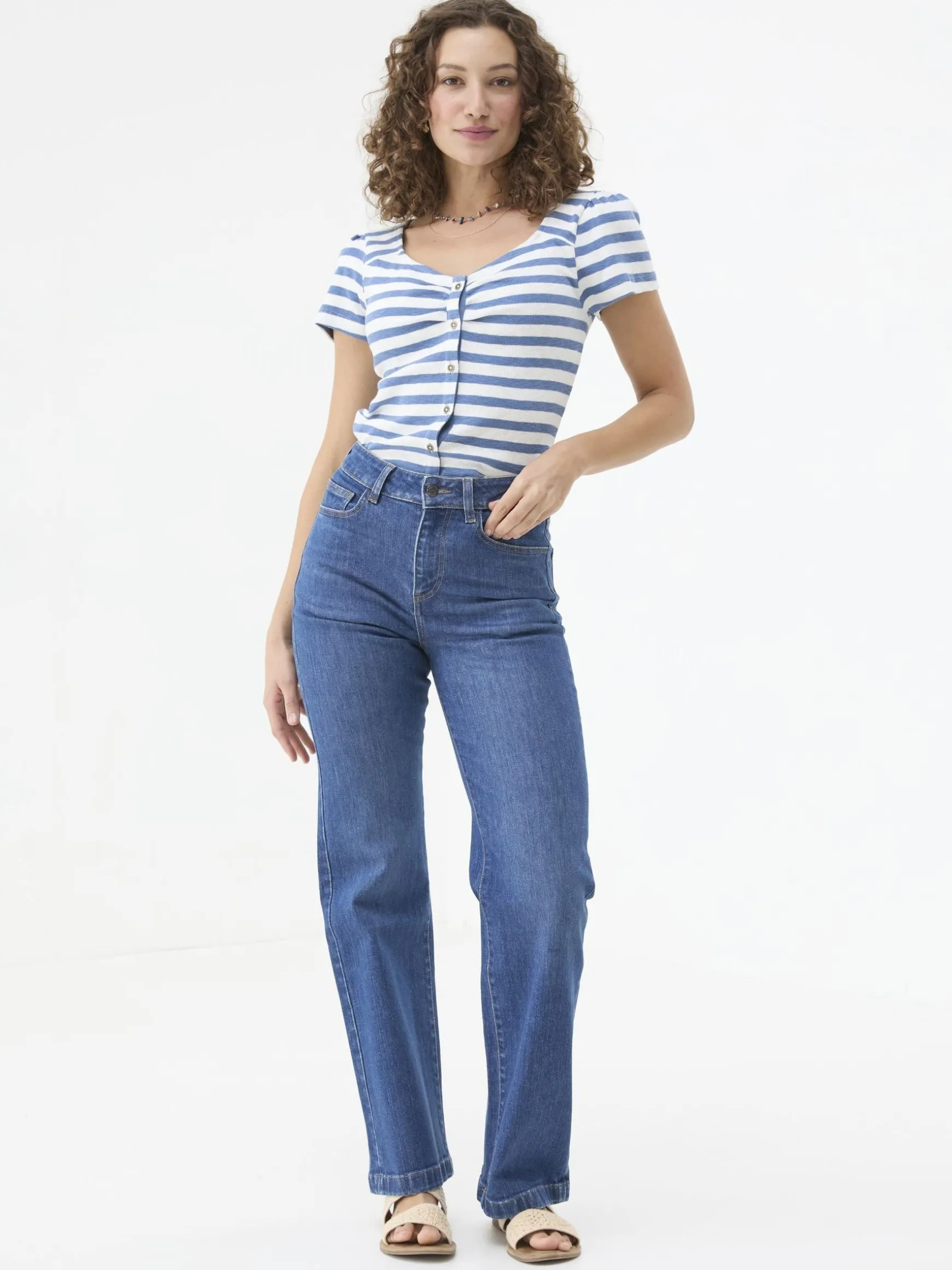 FatFace Elise Wide Leg Jeans Indigo Blue Cheap