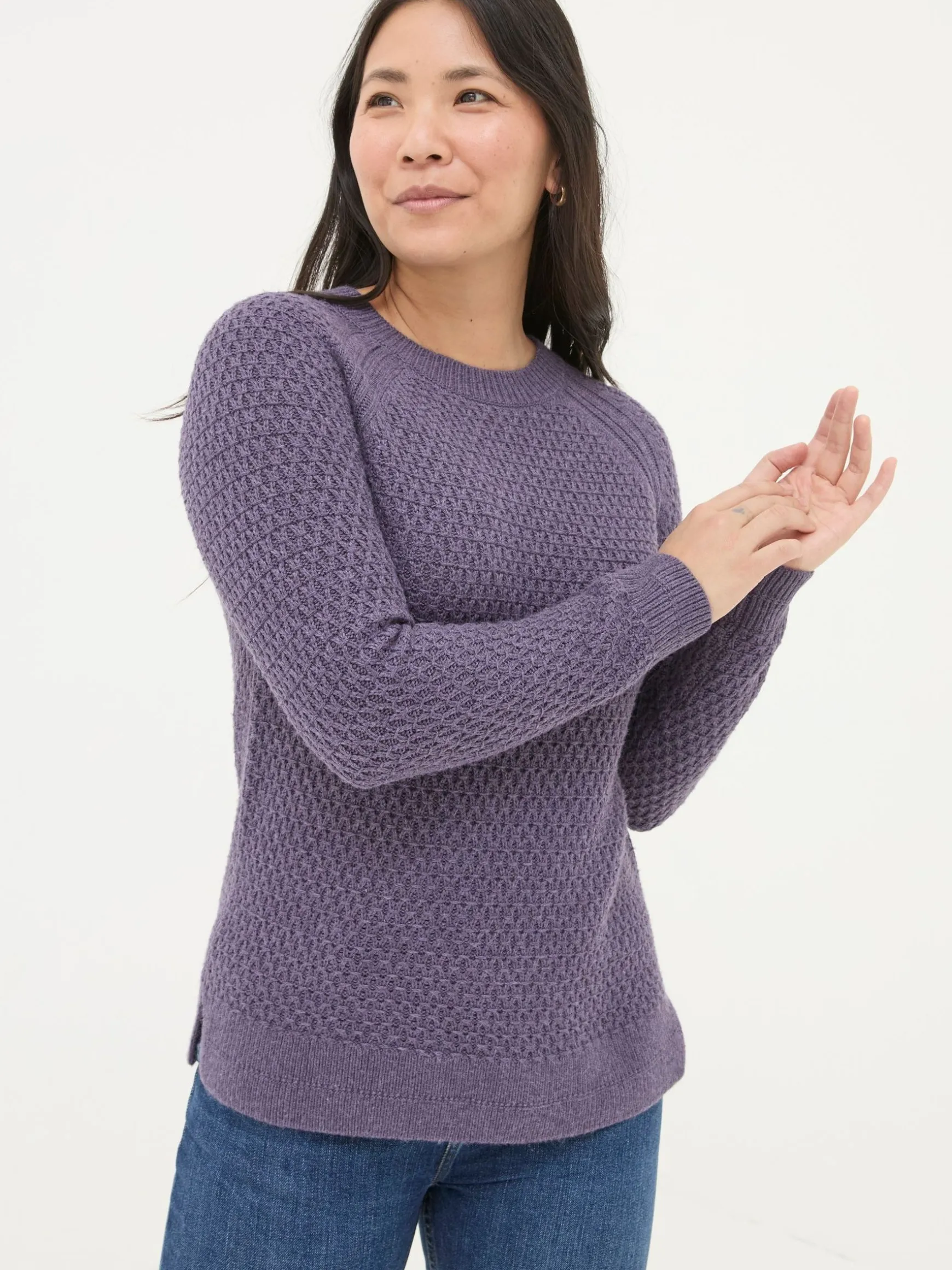 FatFace Ella Textured Jumper Dark Purple Shop