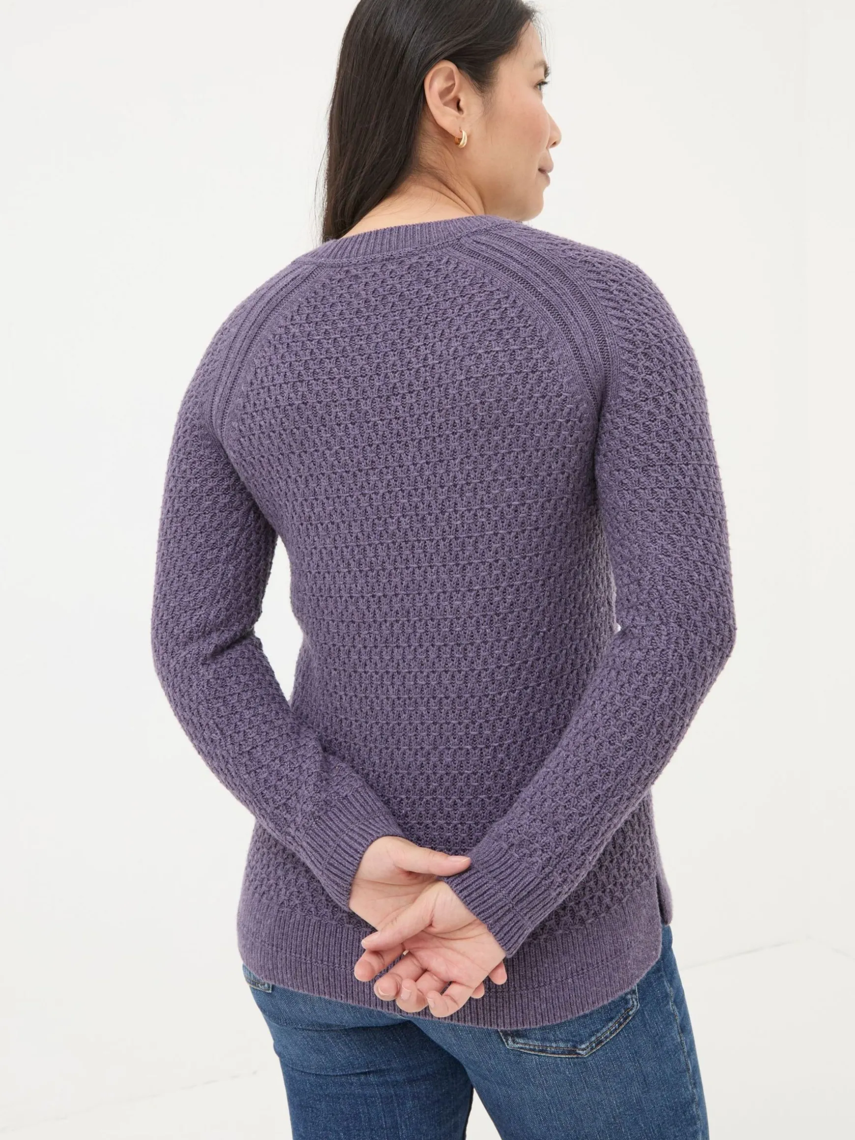 FatFace Ella Textured Jumper Dark Purple Shop