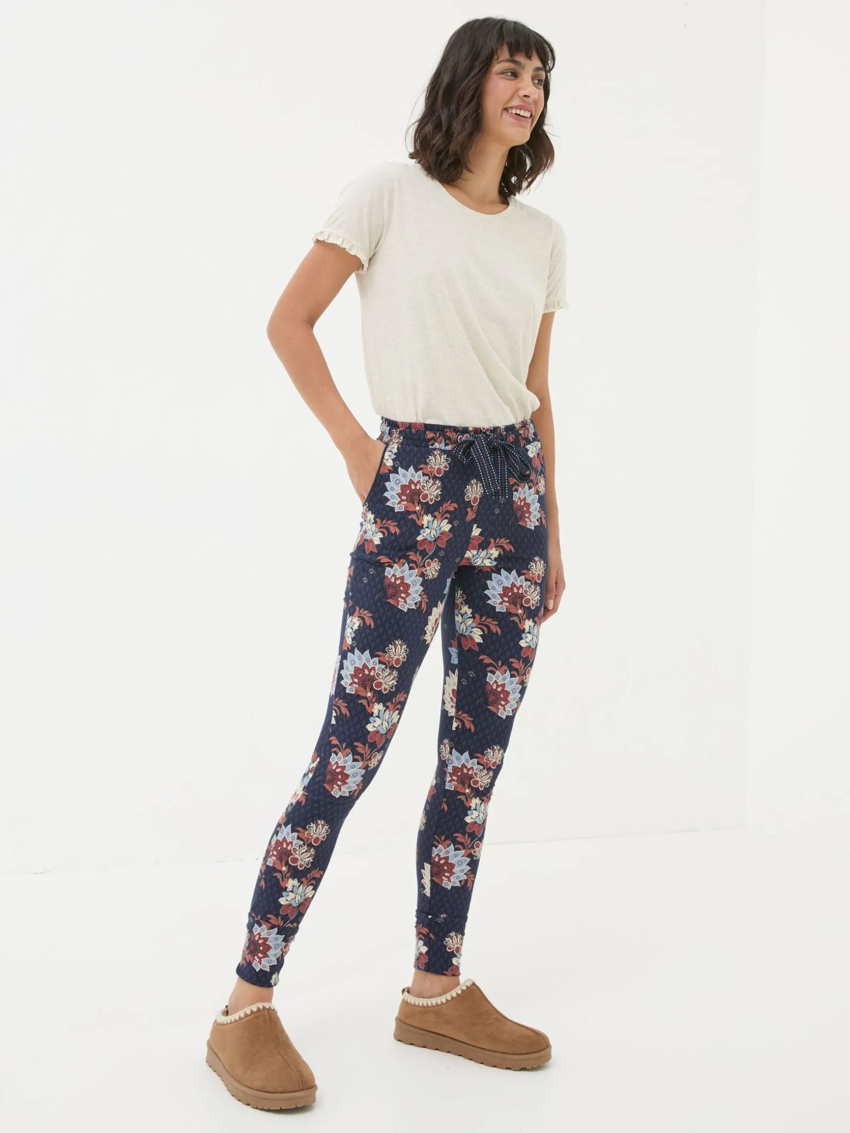 FatFace Ellie Patchwork Pyjama Bottoms Navy Best