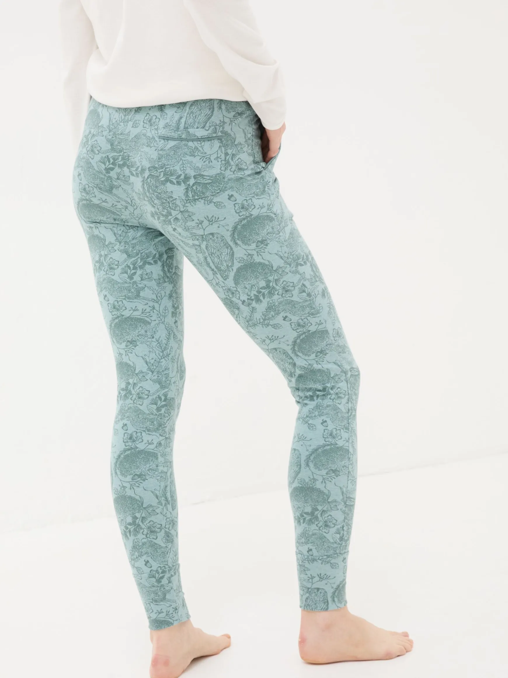 FatFace Ellie Woodland Leggings Teal Green Outlet