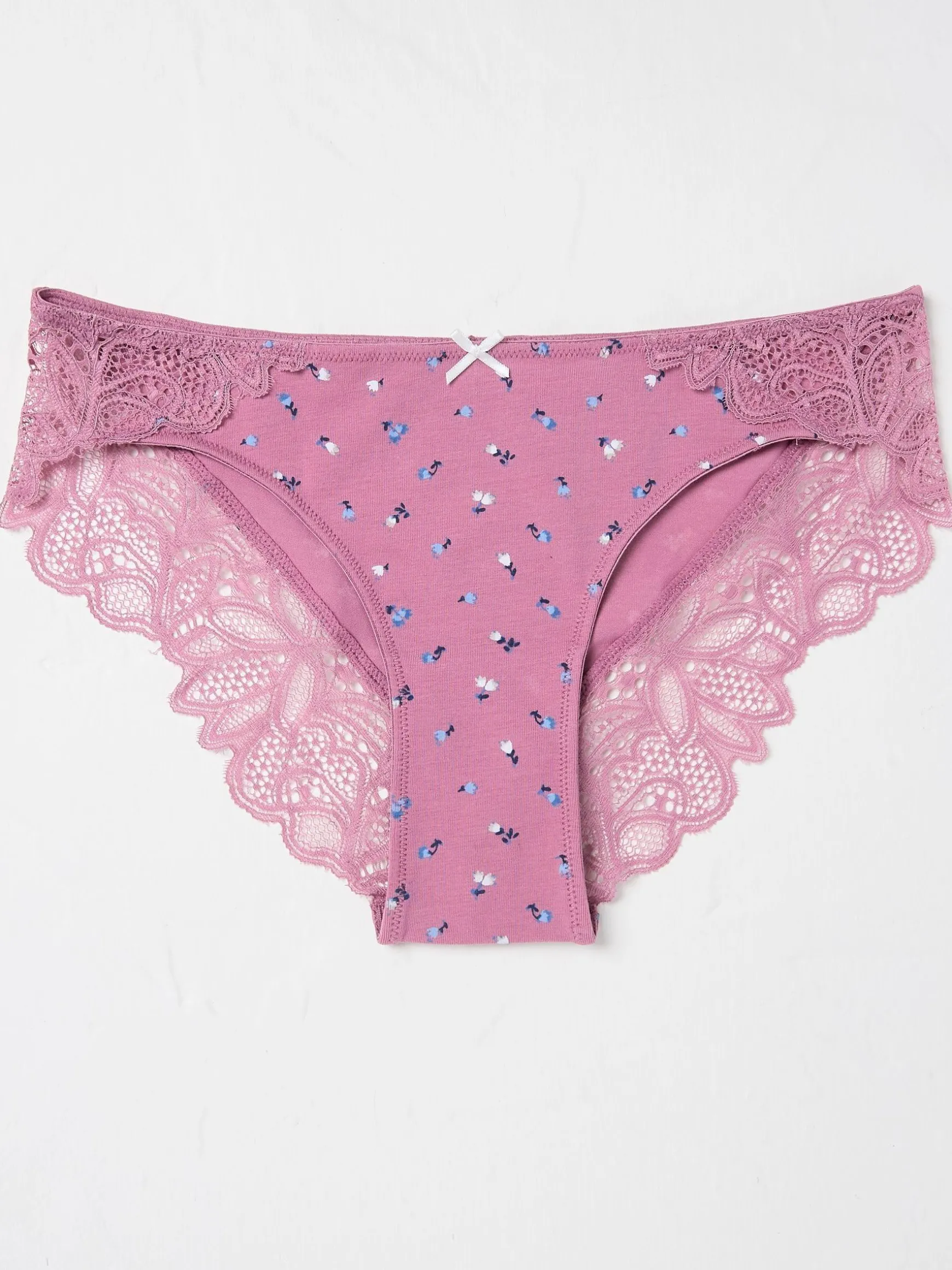 FatFace Elsie Floral Cheeky Knickers Berry Pink Clearance