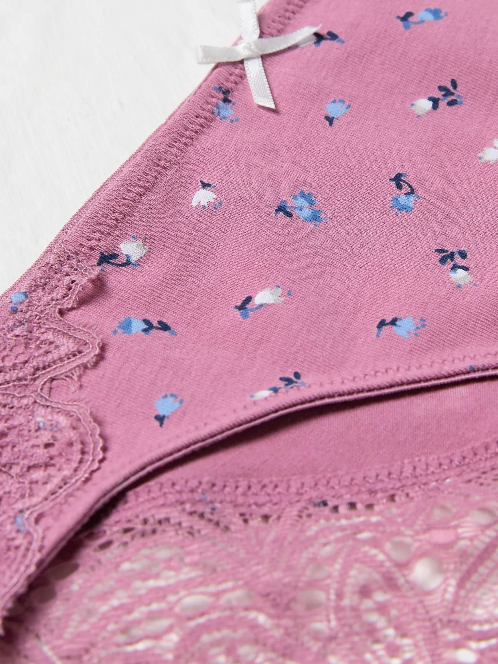 FatFace Elsie Floral Cheeky Knickers Berry Pink Clearance