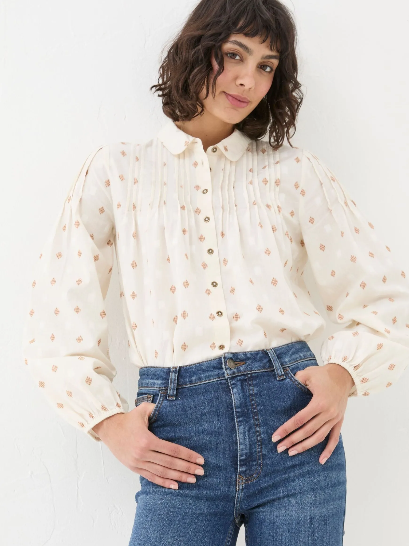 FatFace Elsie Blouse Ivory Dobby Outlet