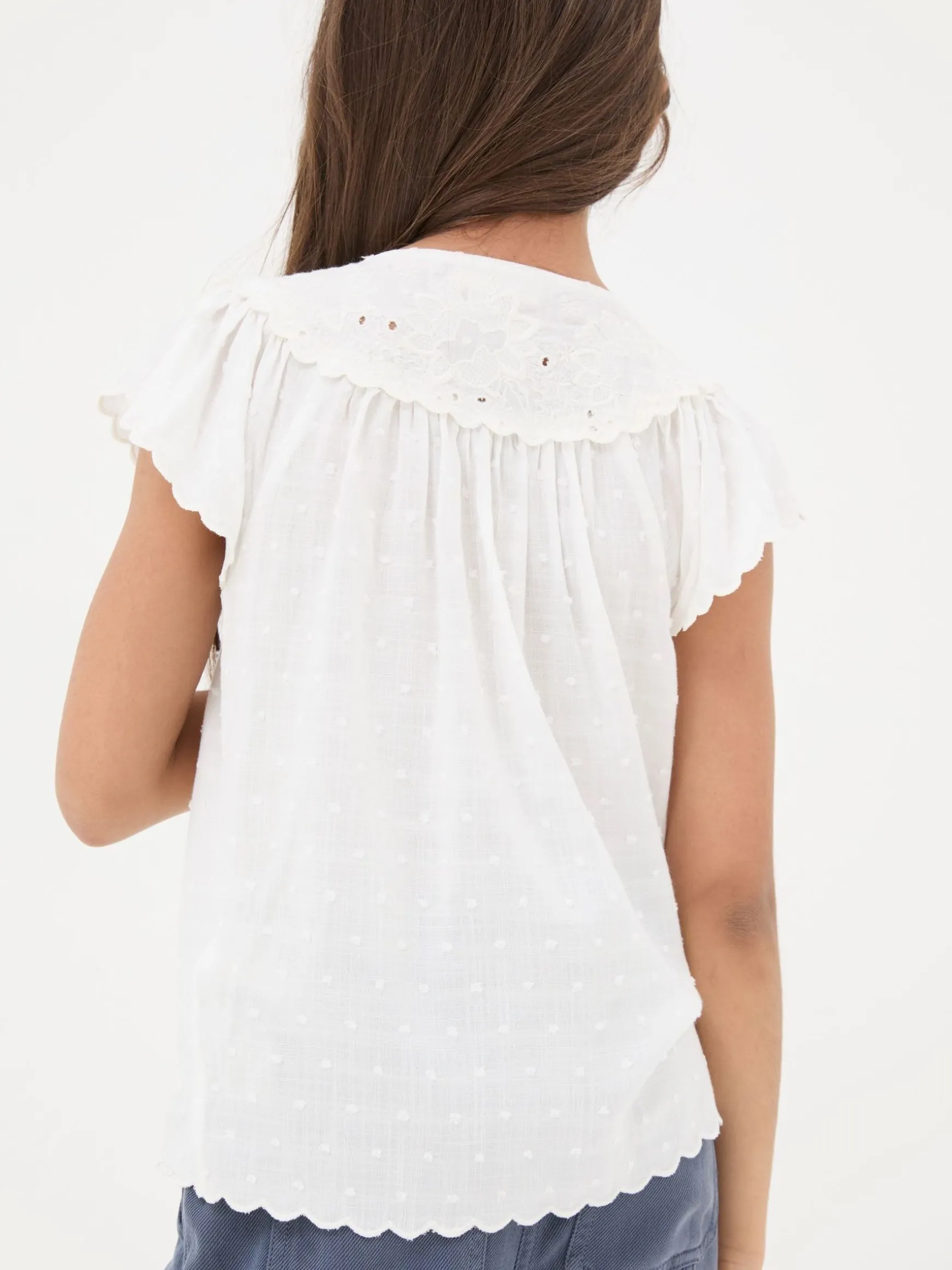 FatFace Emily Embroidered Blouse White Clearance