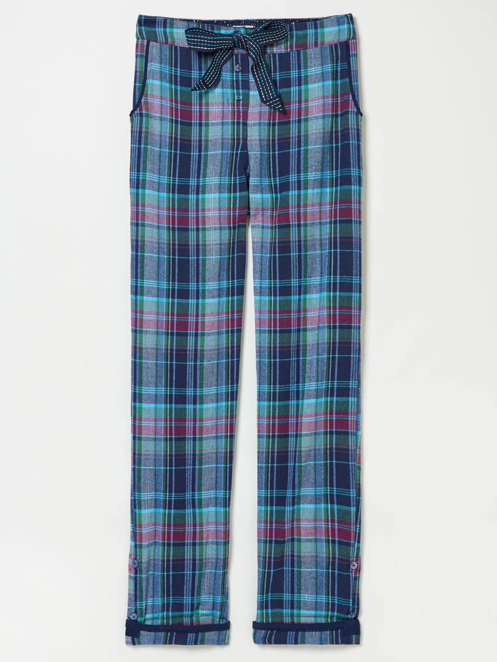 FatFace Eva Sparkle Check 100% Cotton Pyjama Bottoms Blue Navy Best