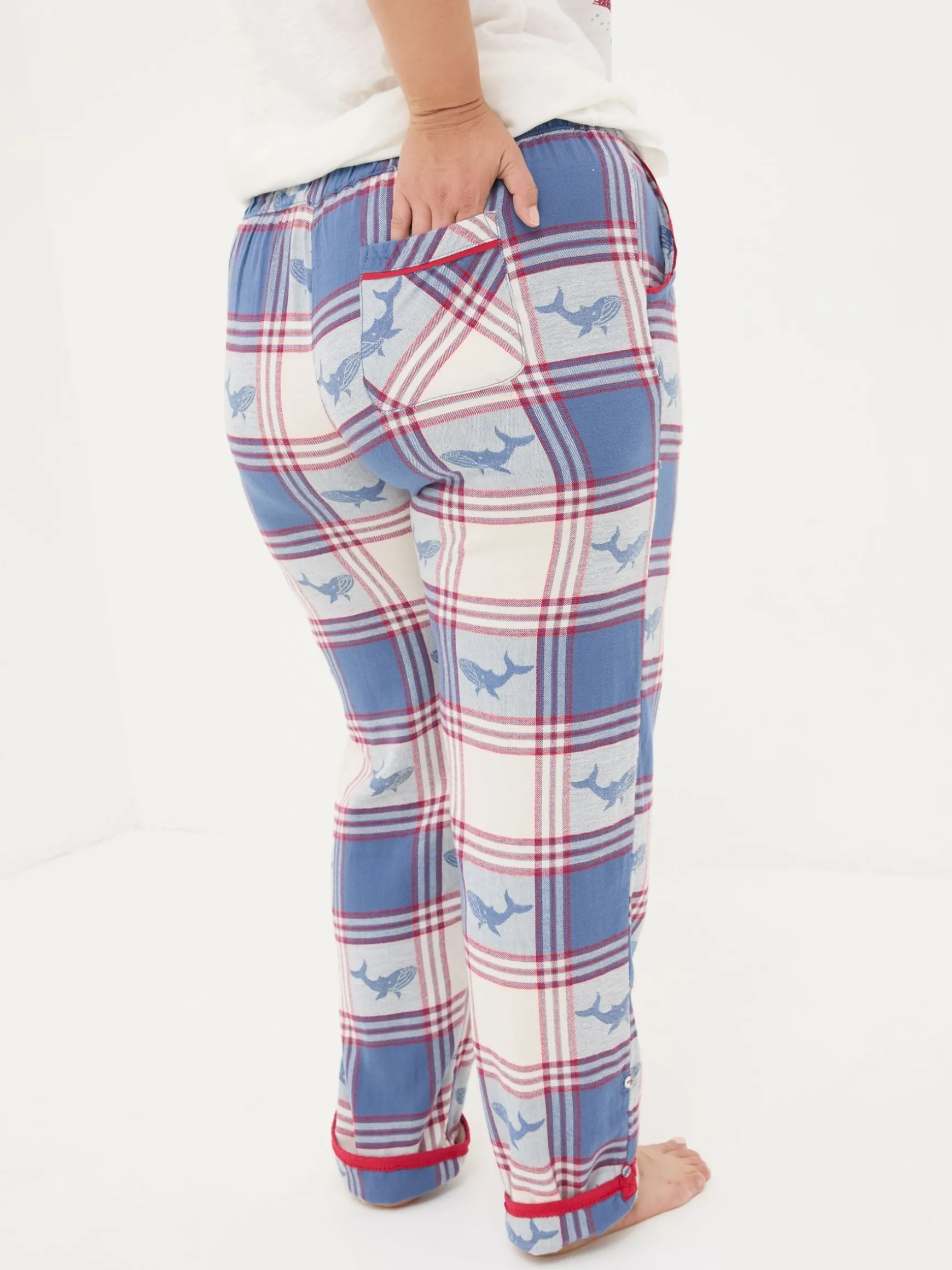 FatFace Eva Whale Jacquard Pyjama Bottoms Blue Flash Sale