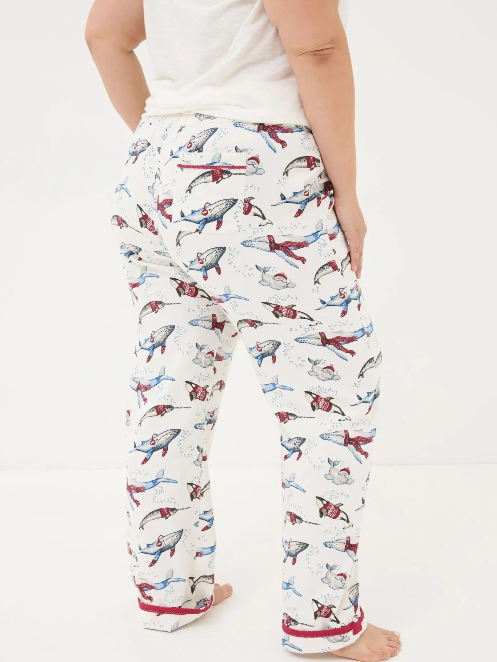 FatFace Eva Wilson The Whale Shelter Pyjama Bottoms Ivory Hot