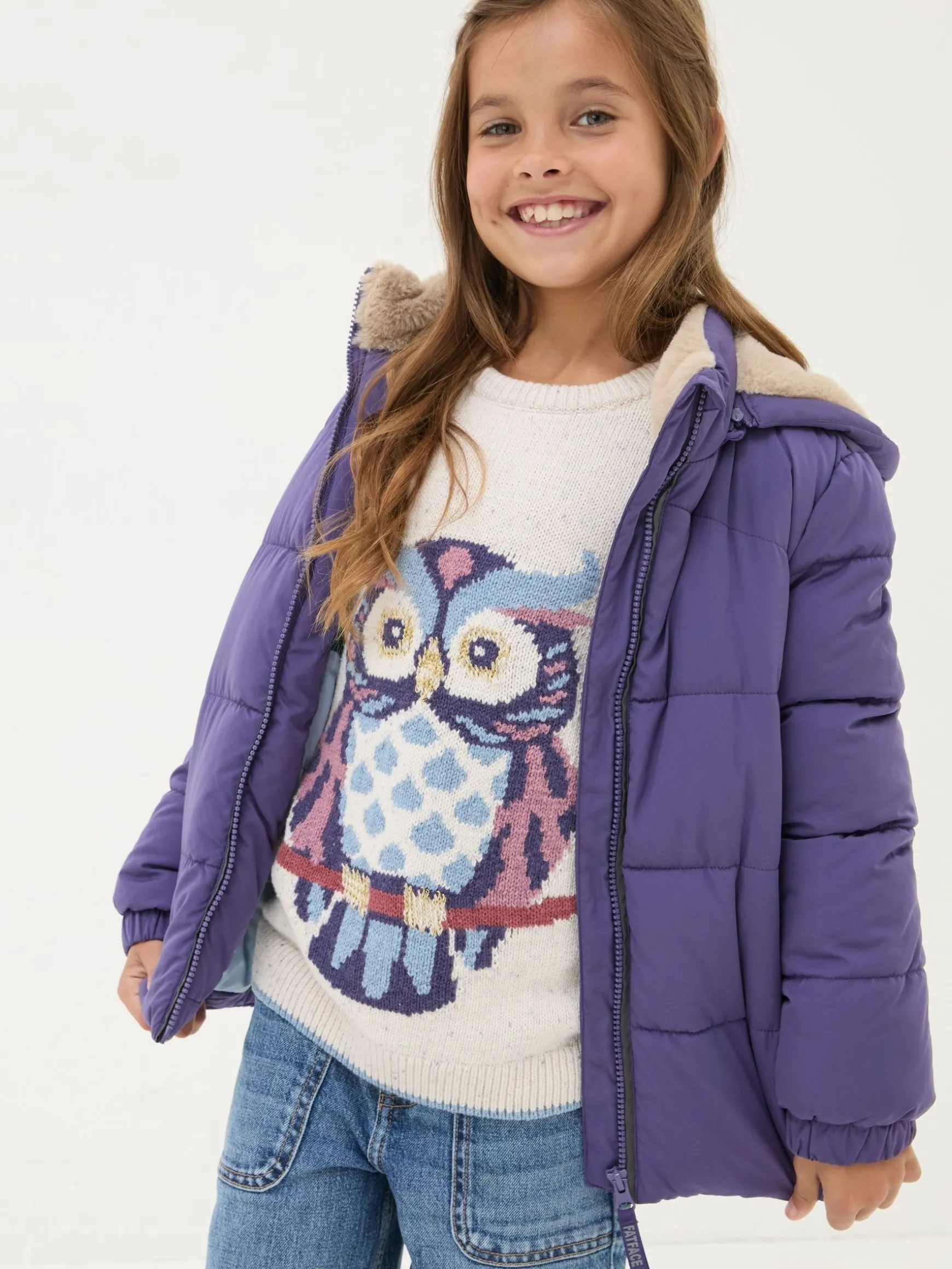 FatFace Everly Padded Jacket Purple Sale