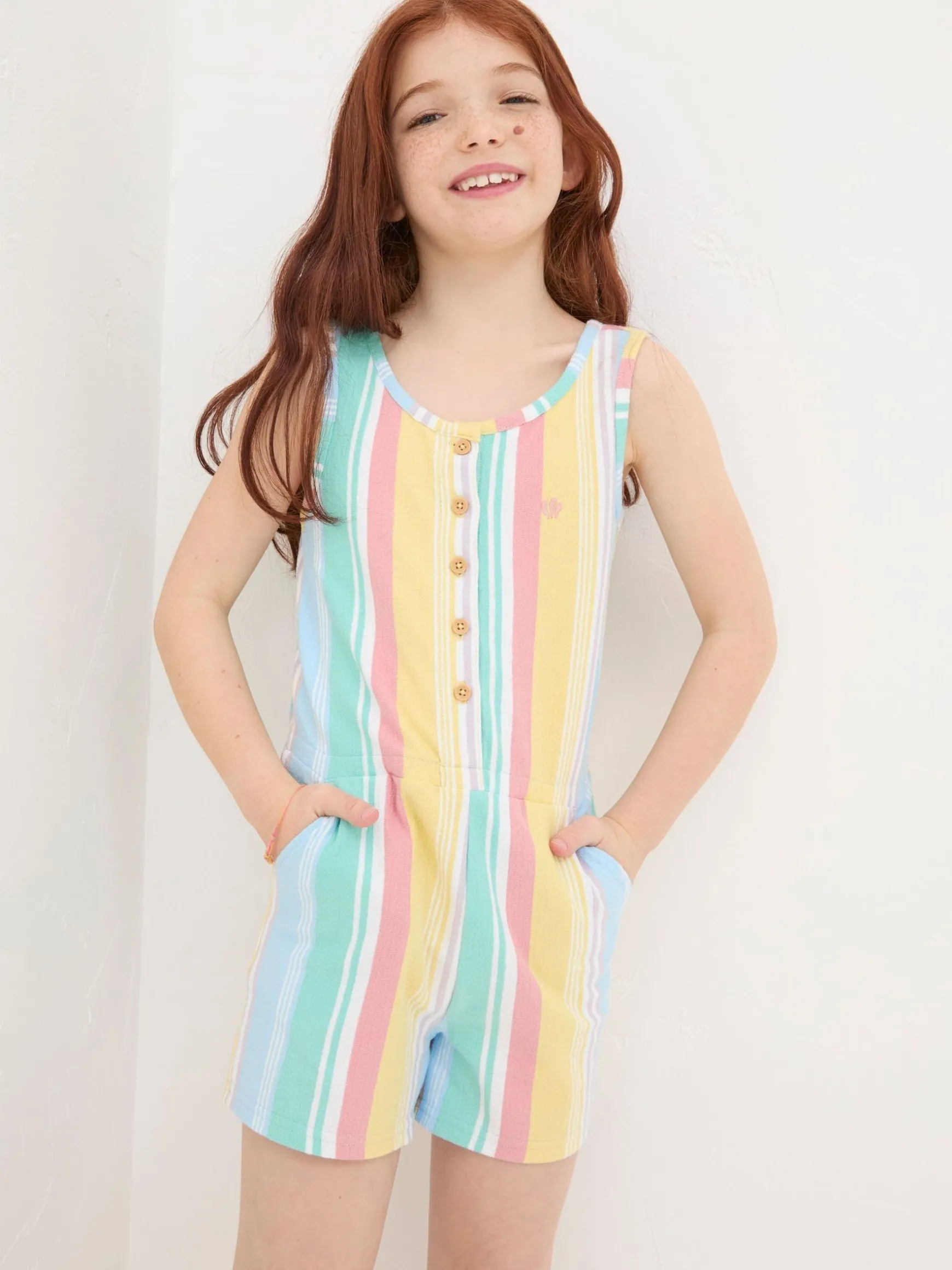 FatFace Evie Stripe Playsuit Blue Online