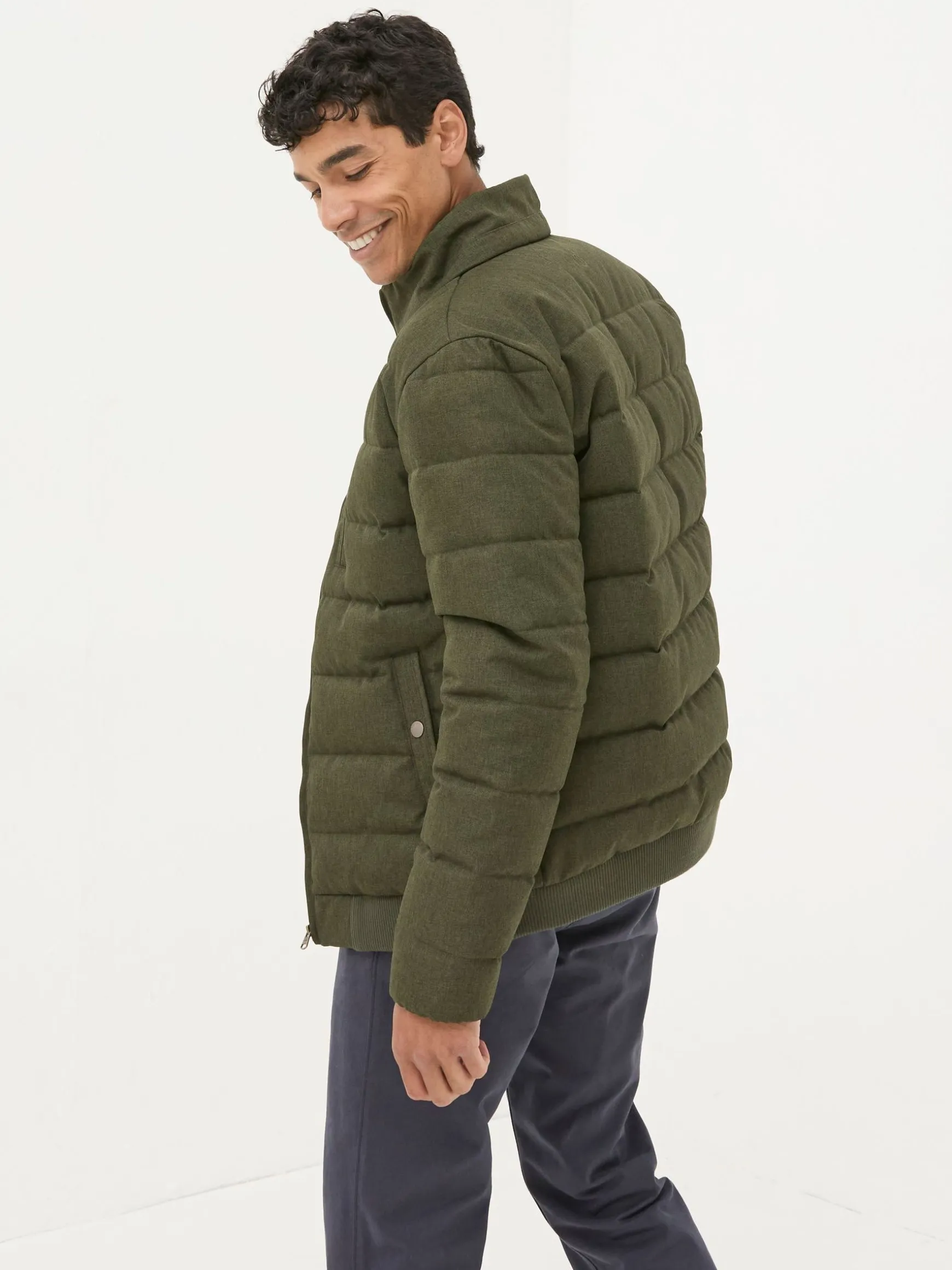 FatFace Exmouth Quilted Jacket Khaki Green Online