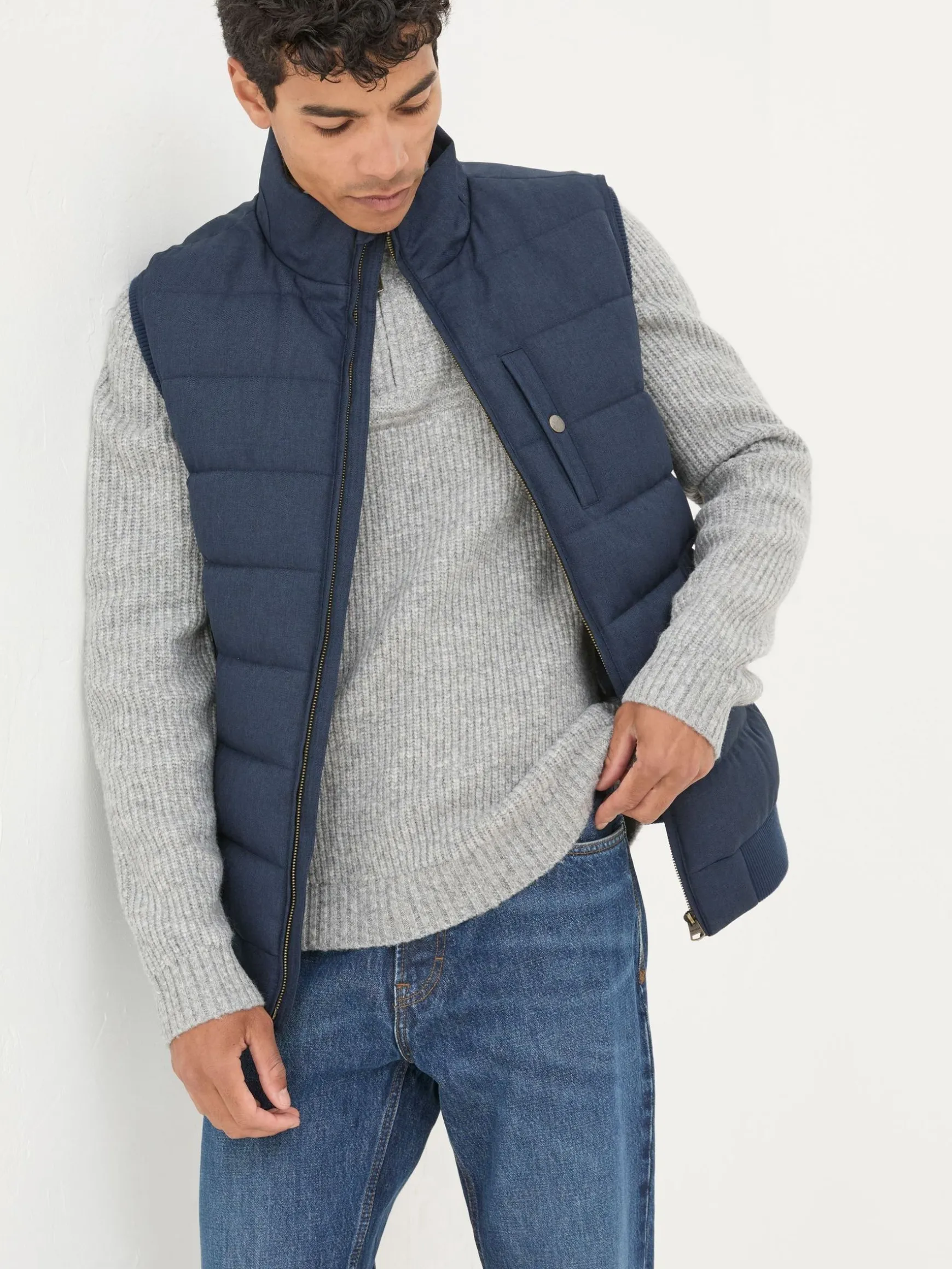 FatFace Exmouth Quilted Gilet Navy Blue New