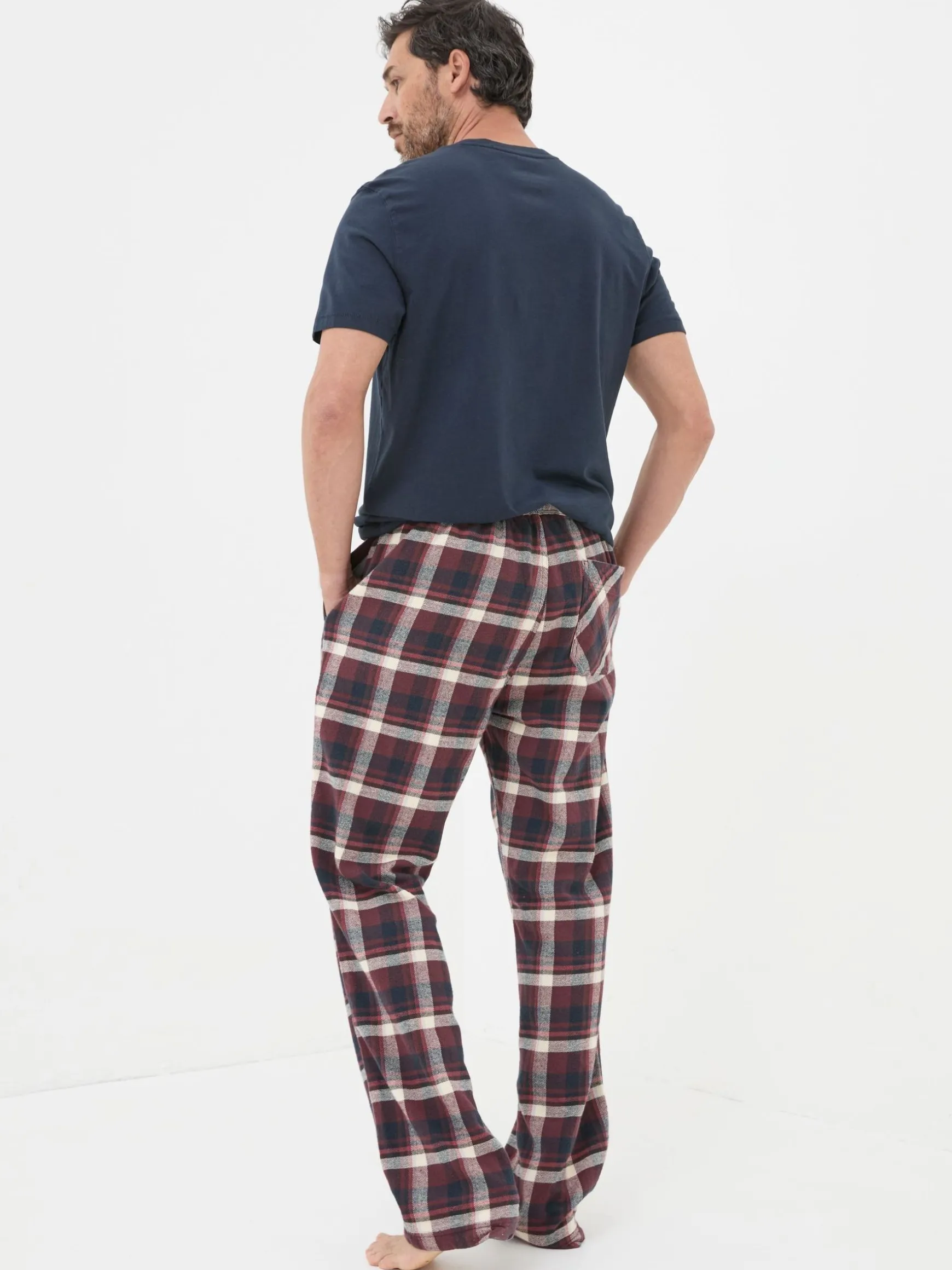 FatFace Ferring Check Pyjama Bottoms Plum Purple Sale