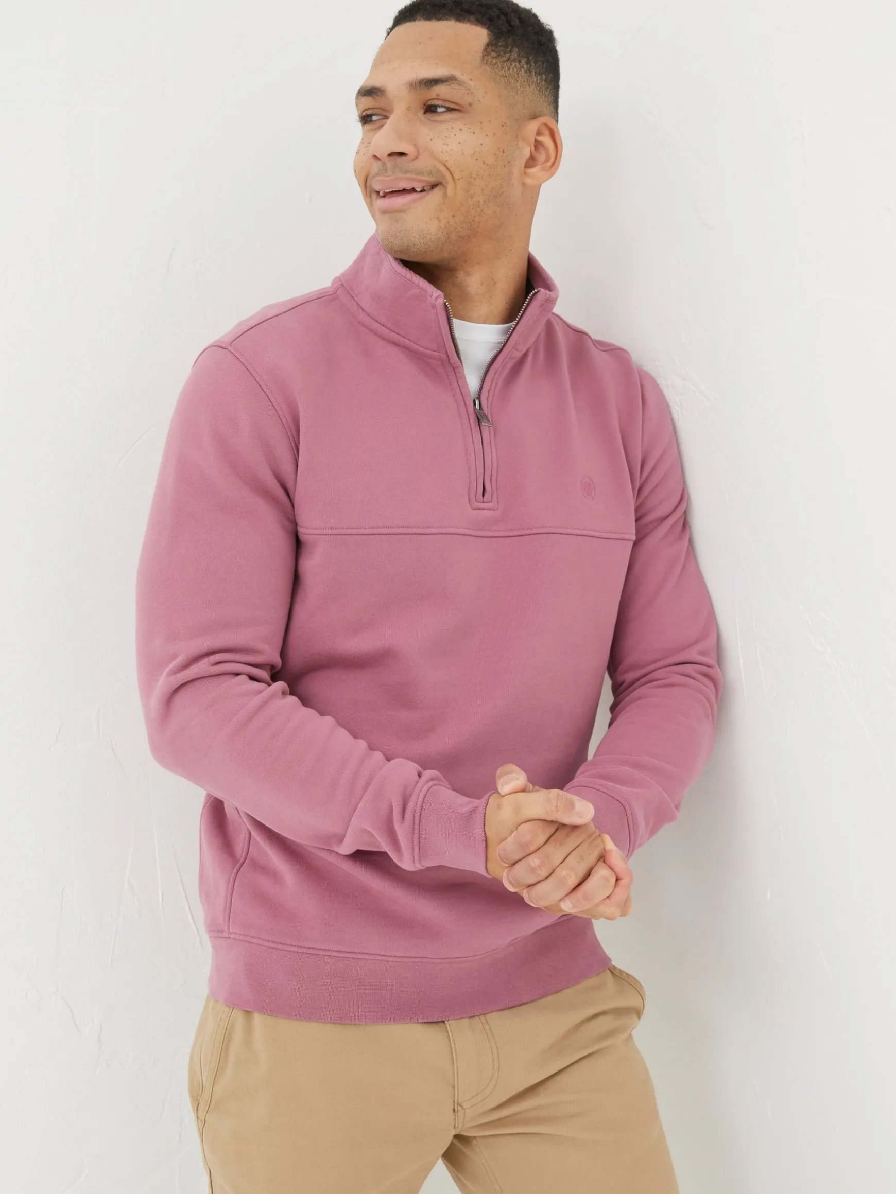 FatFace Fowey Half Neck Sweatshirt Pink Store