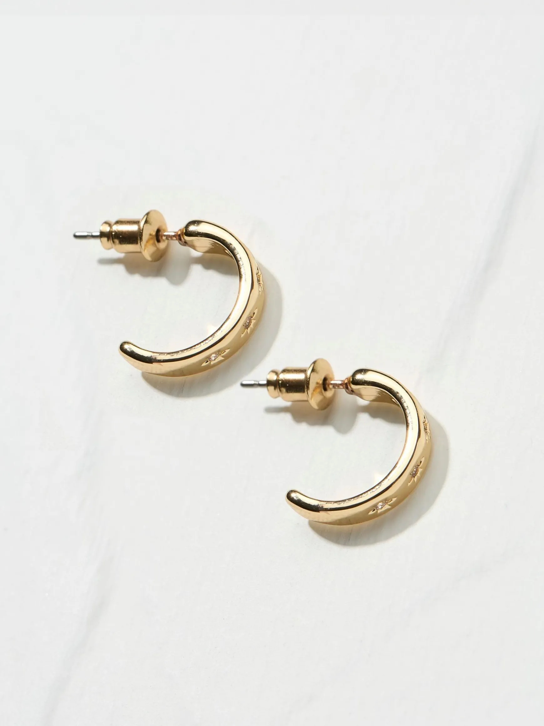 FatFace Gem Huggy Hoops Gold Tone Discount