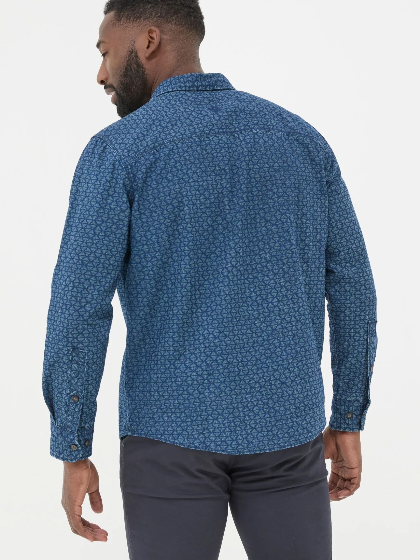 FatFace Geo Print Shirt Blue Discount