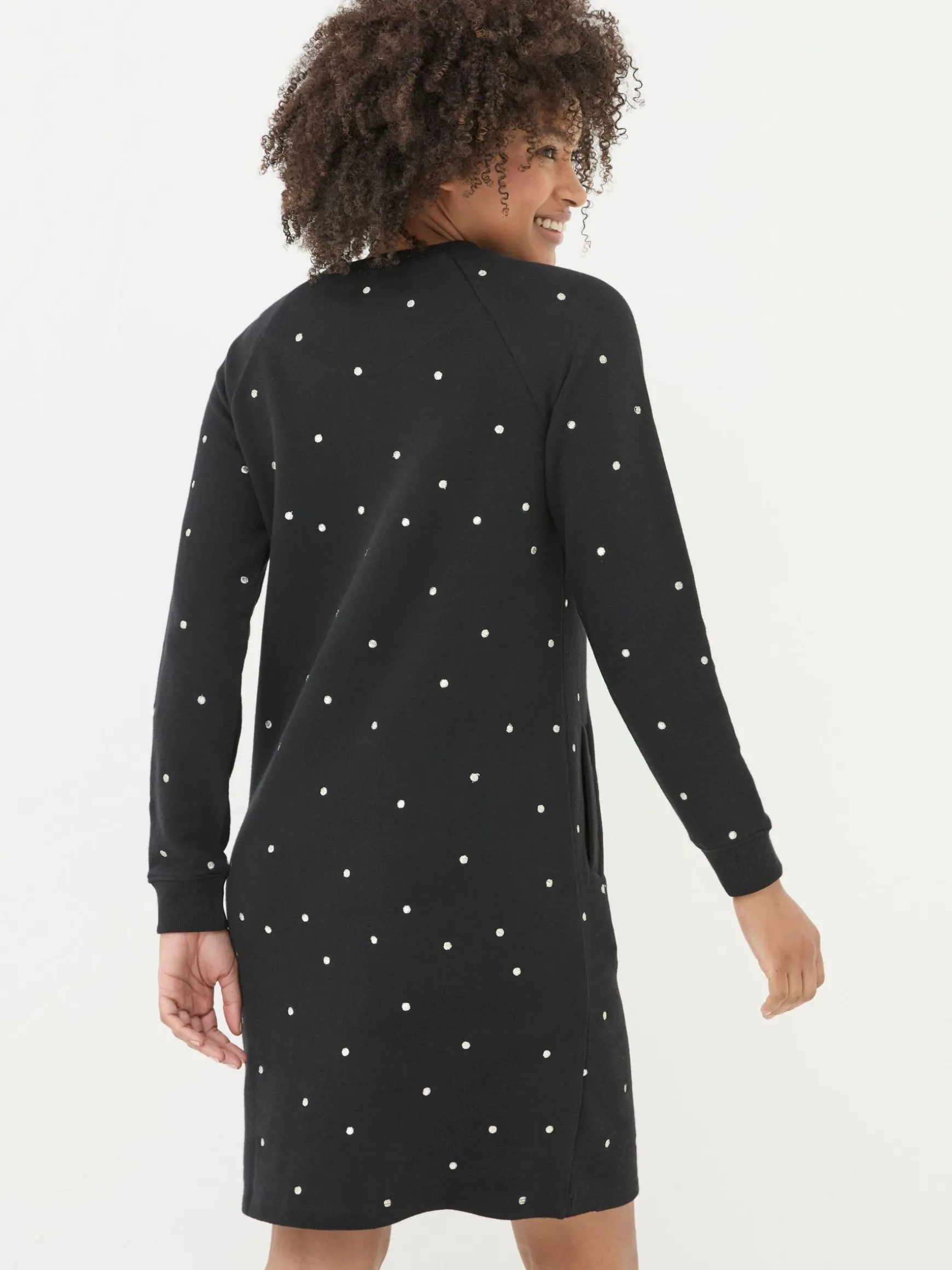 FatFace Georgia Embroidered Sweat Dress Black Best Sale