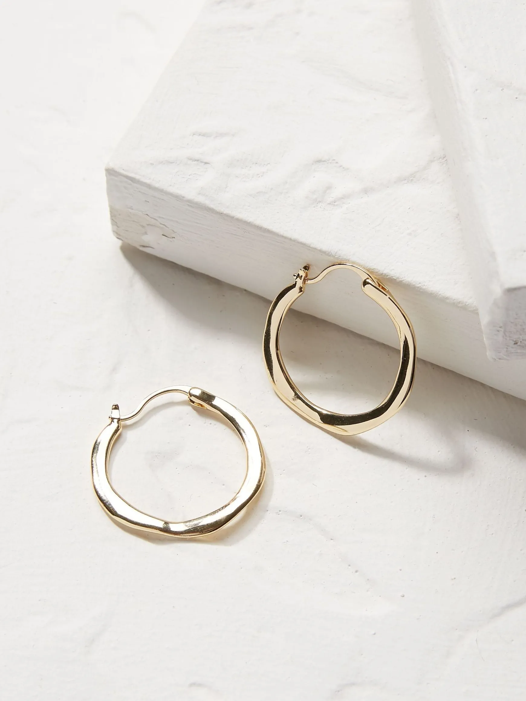 FatFace Hammered Hoops Gold Cheap