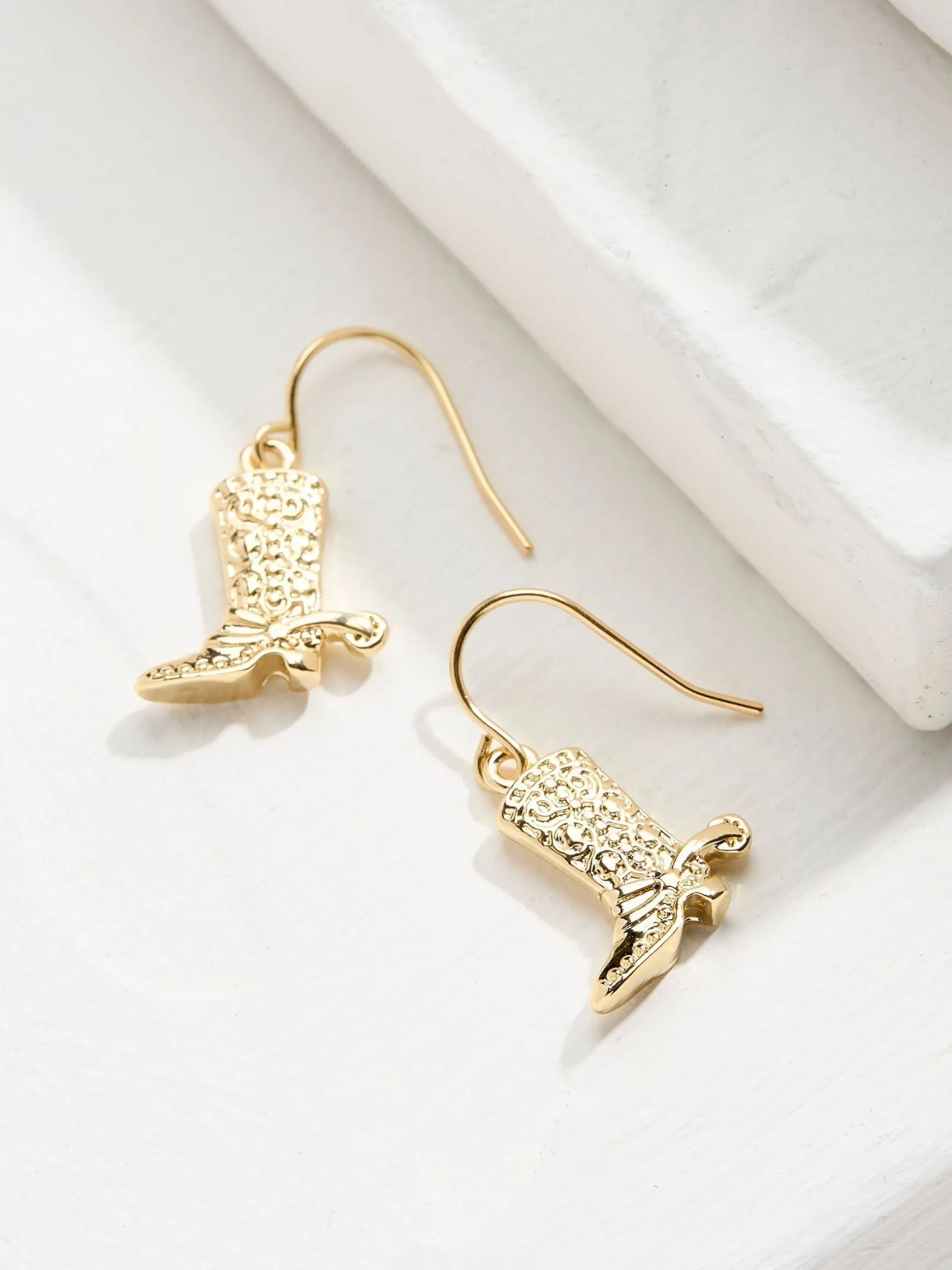 FatFace Tone Cowboy Boot Earrings Gold Discount