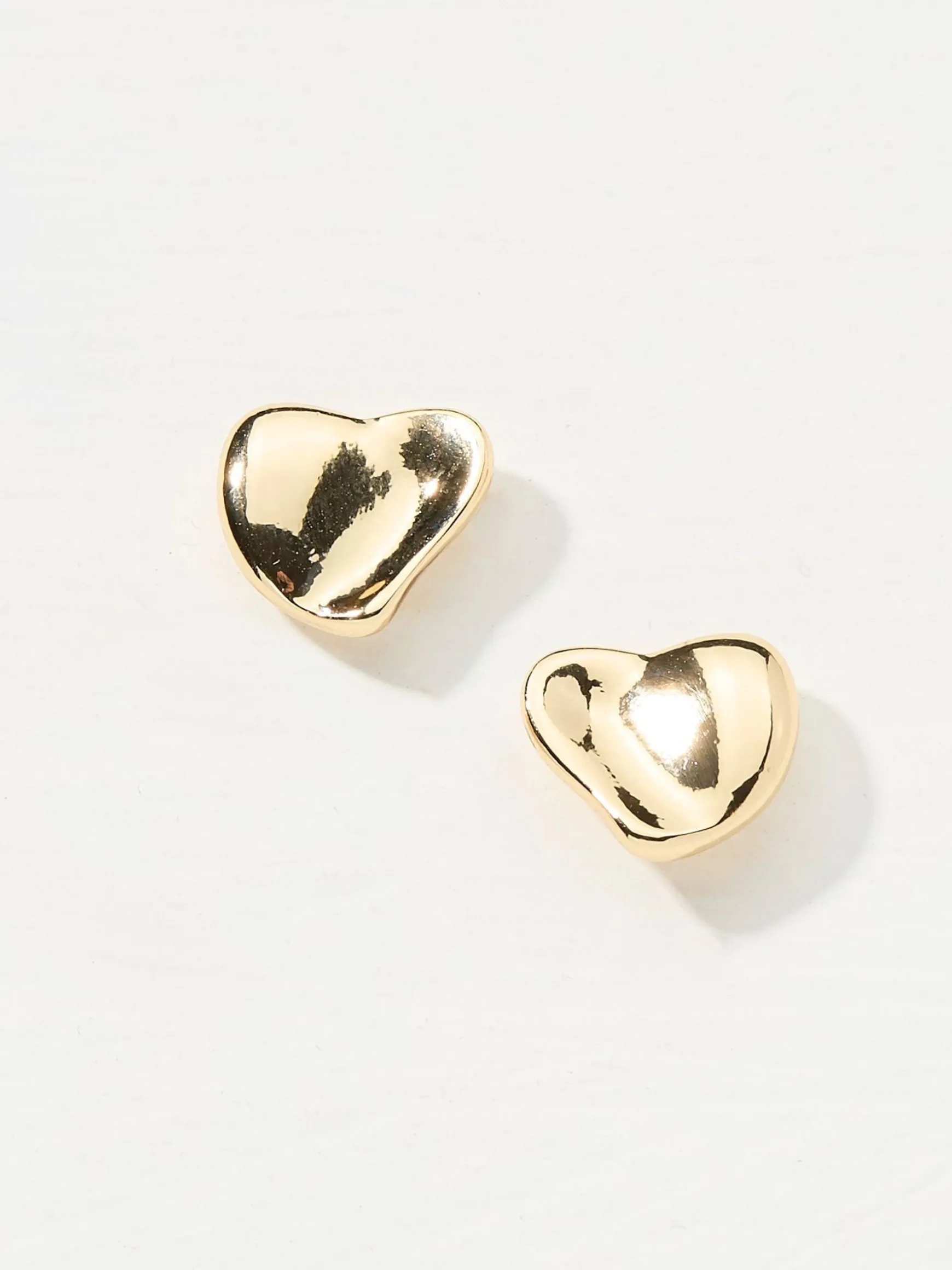 FatFace Tone Heart Studs Earrings Gold Discount