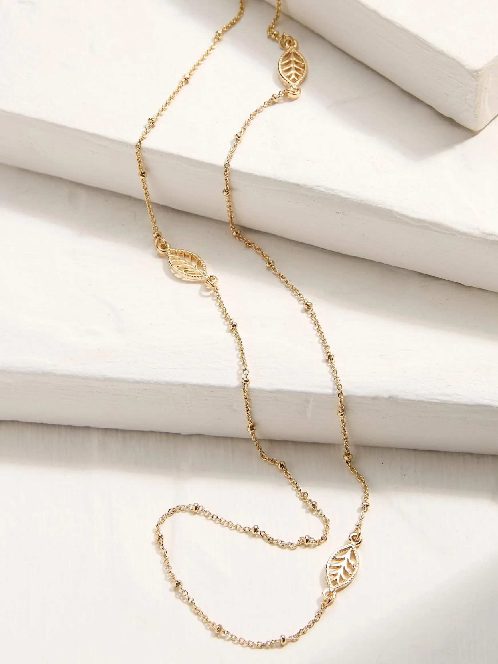 FatFace Tone Leaf Necklace Gold Online