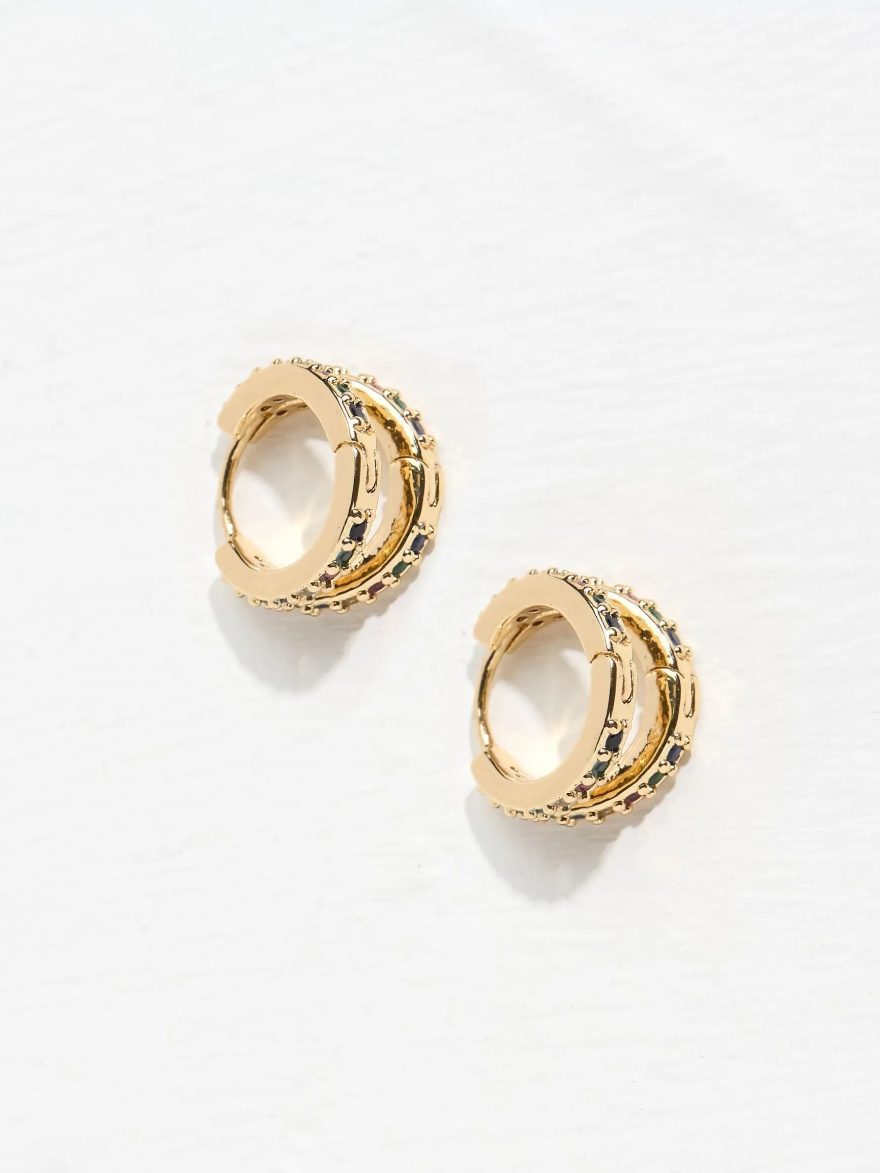 FatFace Multi Gem Hoops Gold Tone Store