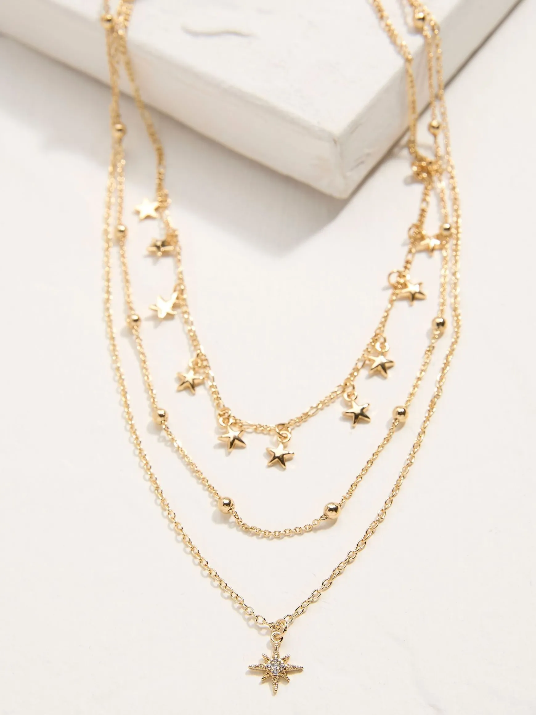 FatFace Tone Multi Star Necklace Gold Best