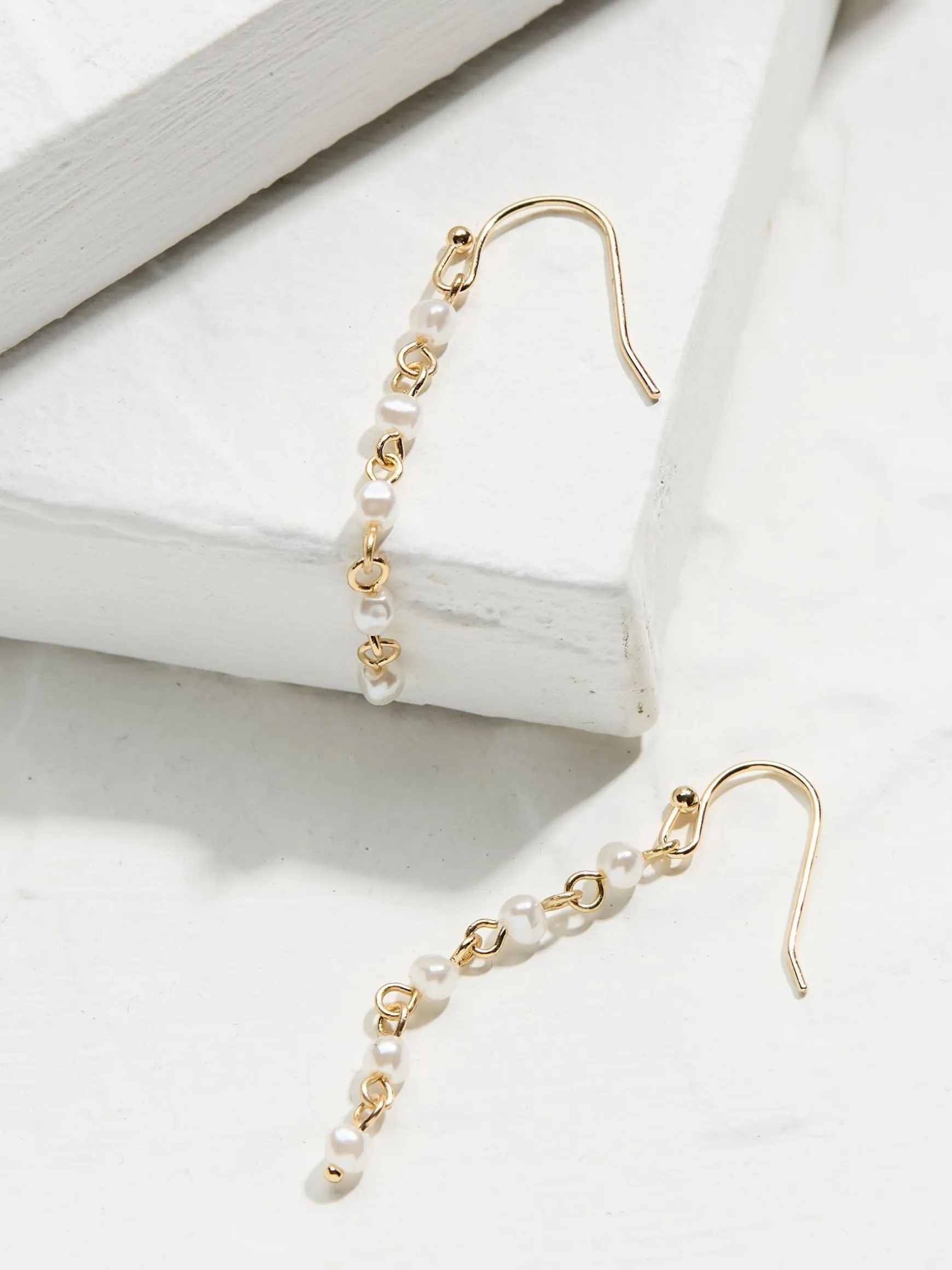 FatFace Tone Pearl Chain Earrings Gold Cheap