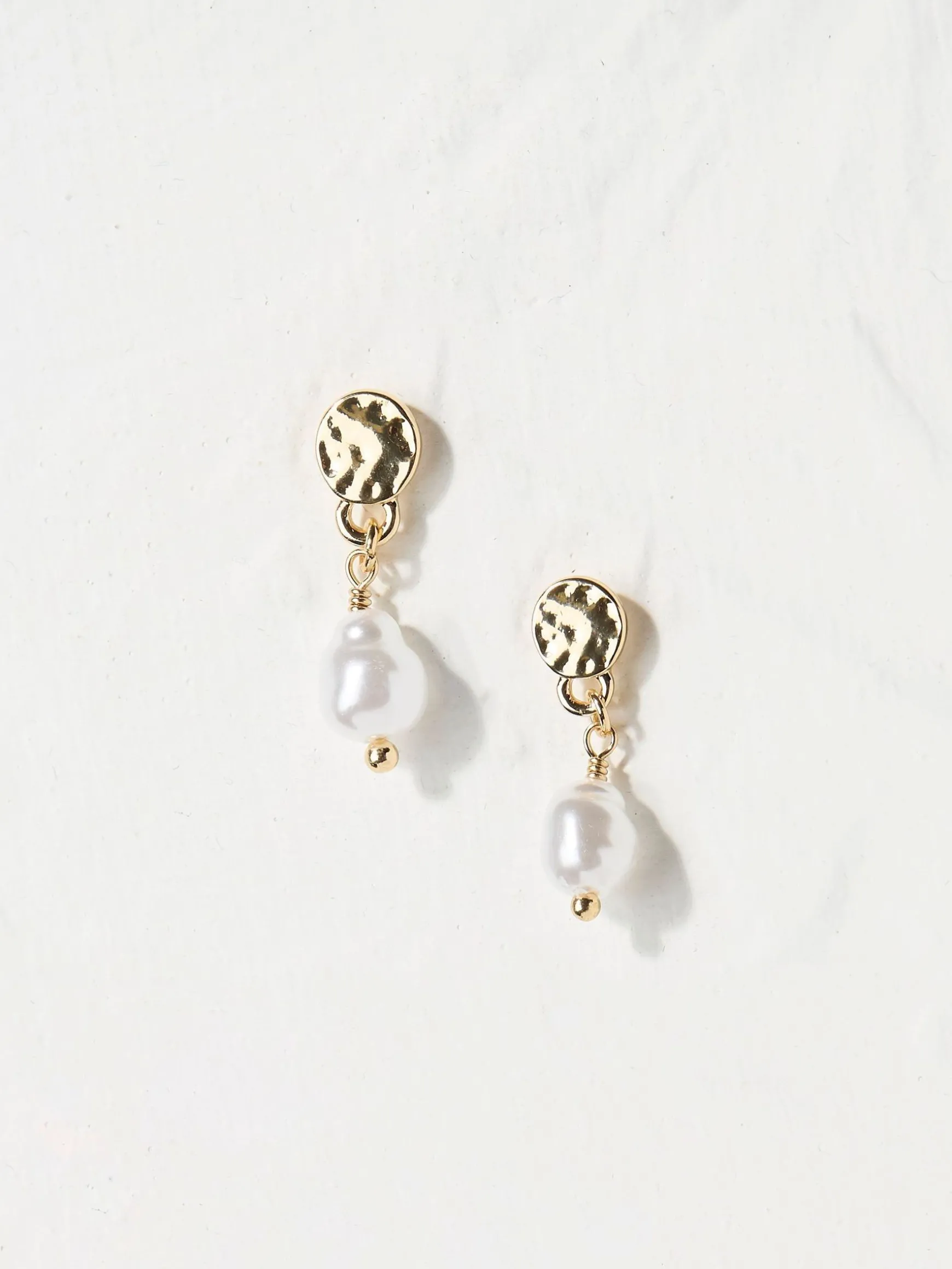 FatFace Tone Pearl Drop Earrings Gold Sale